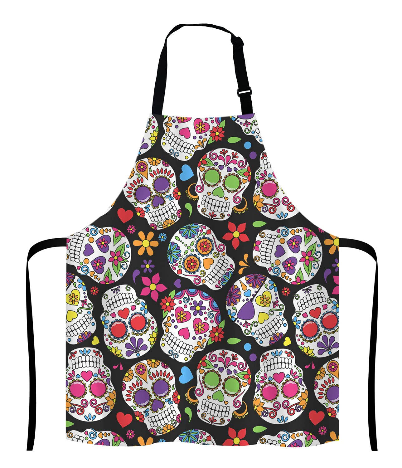 Lefolen Skull Apron, Vintage Sugar Skull Bib Apron With Adjustable Neck For Men Women,Suitable For Home Kitchen Cooking Waitress