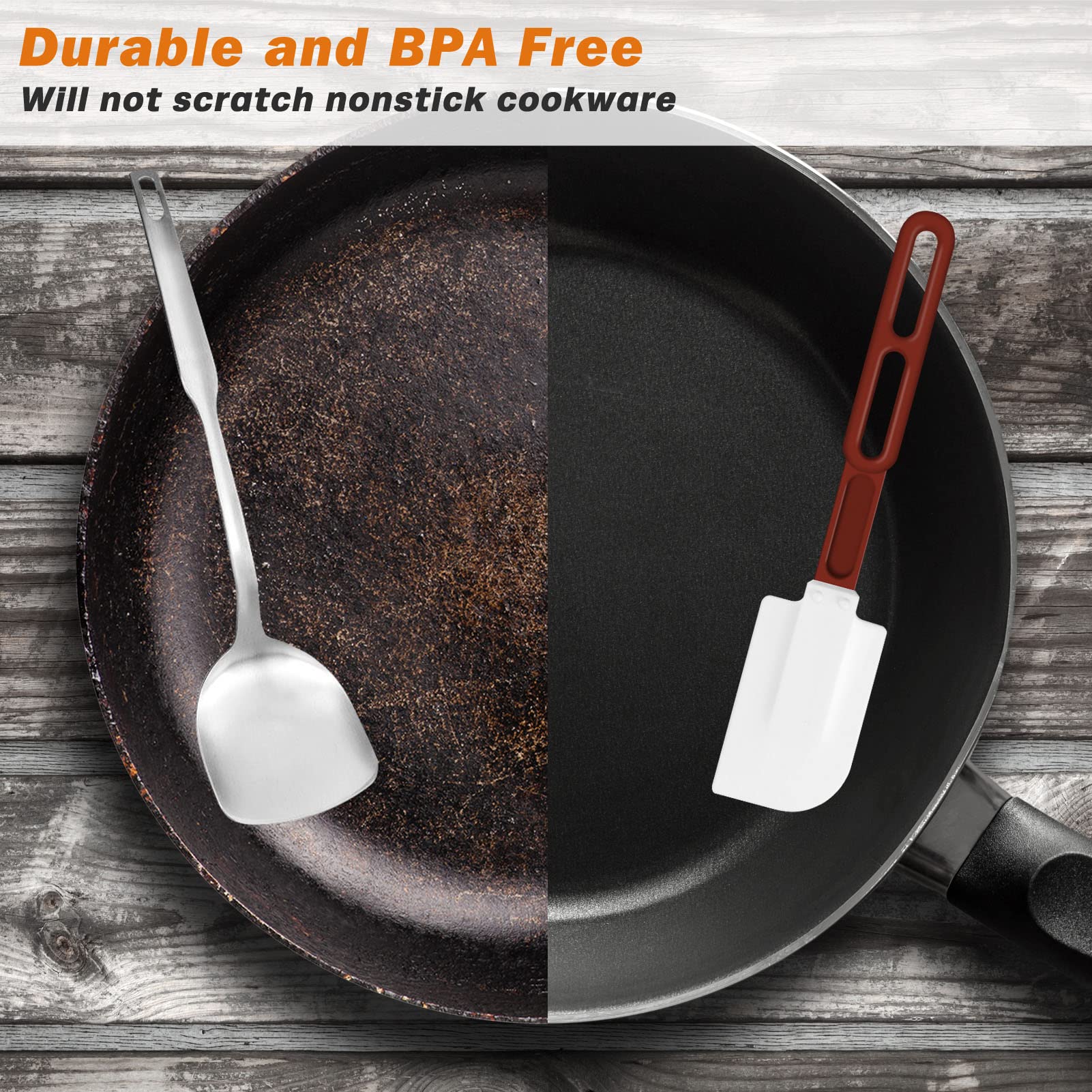 High Heat Silicone Spatula, 10-Inch, 500F Heat-Resistant Commercial Spatula 10'' Non-Stick Rubber Spatula- Nsf