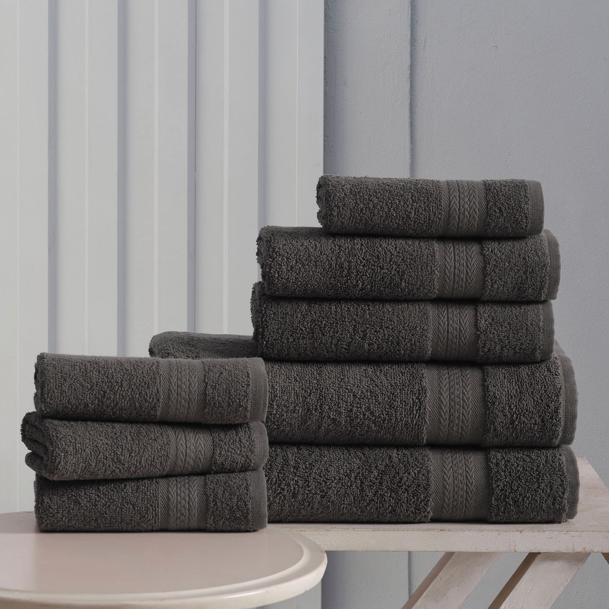 REGAL RUBY 4 Pieces Grey Washcloths Bath Linen Set Quick-Dry  Highly Absorbent  Soft Feel Towels  Premium Quality Flannel Face Cloths