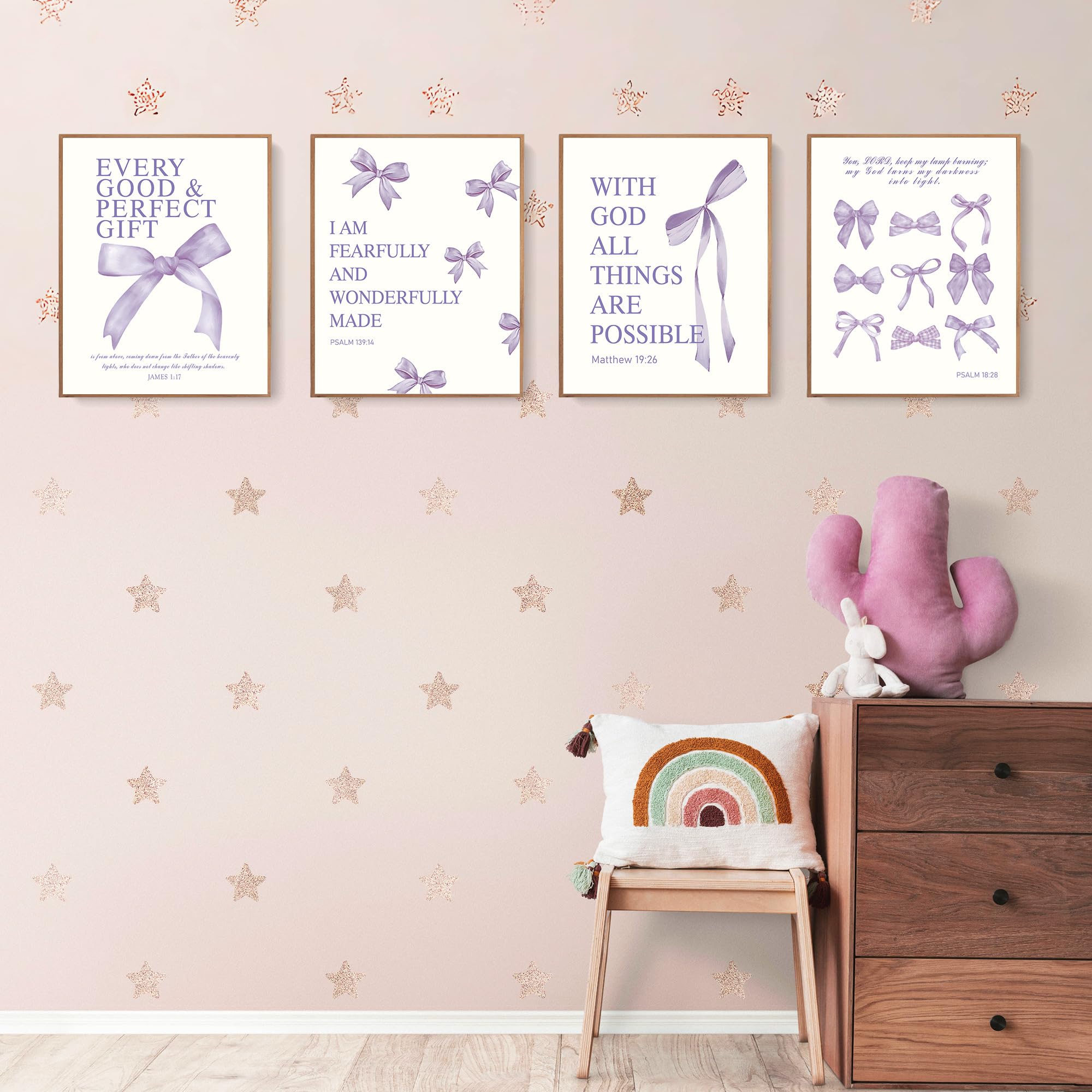 LARTSFRO Coquette Purple Bow Wall Art Decor Posters, Purple Bow Room Bedroom Bathroom Dorm Wall Art Decor Aesthetic for Teen Gir