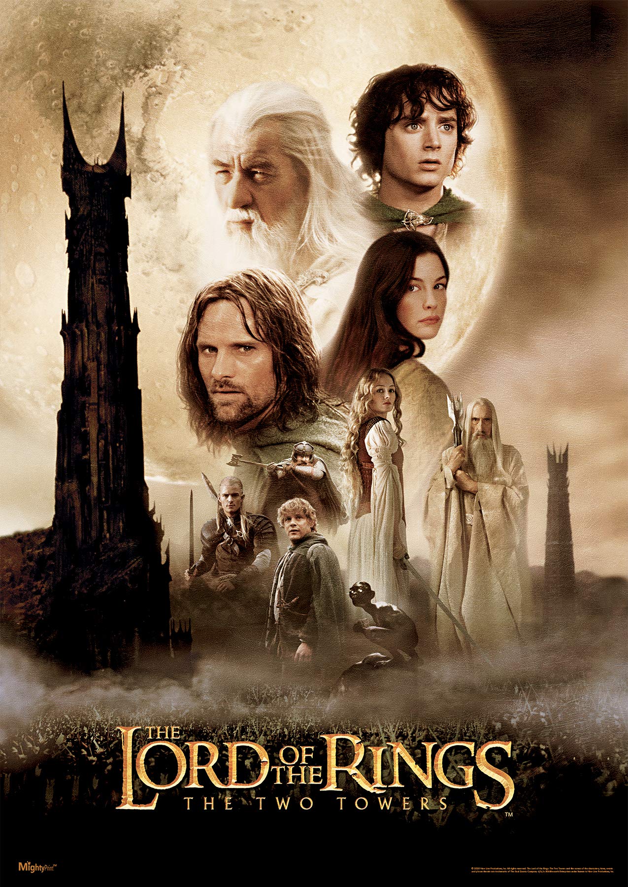 Mightyprint Lord Of The Rings - The Two Towers - Original Movie Cover Art - Durable 17    X 24 Wall Art - Not Made Of Paper - Of