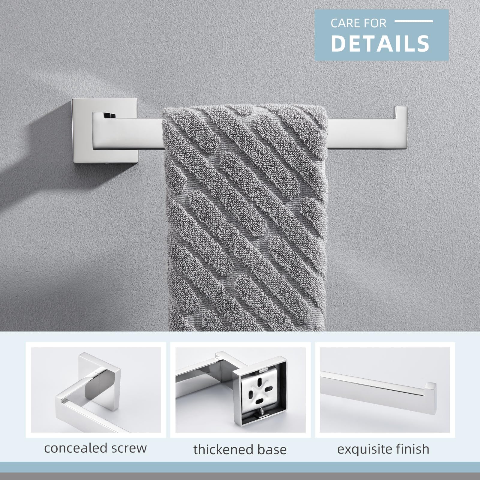 Bathroom Towel Holder 10.24''  Angle Simple SUS304 Stainless Steel Hand Towel Rack  Open Arm Kitchen Towel Bar Wall Mount  Polished Chrome