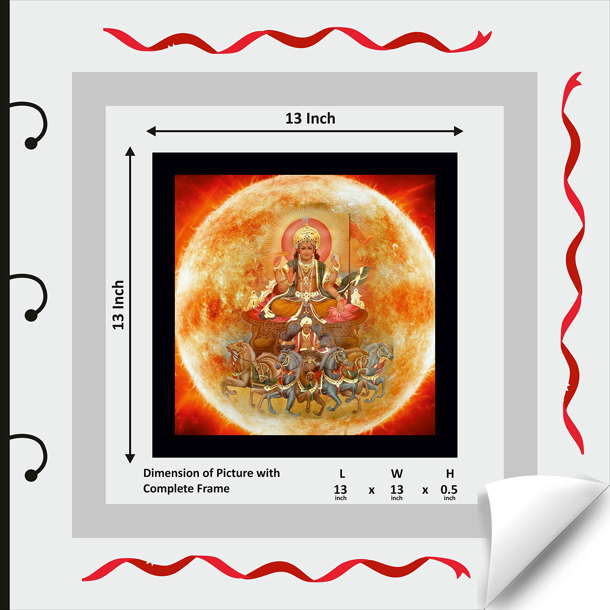 AGRADA - Framed Surya Bhagwan Picture Painting for Home, Office, Puja Room Wall Decor in Home Decorative Gift Item Digital Repri