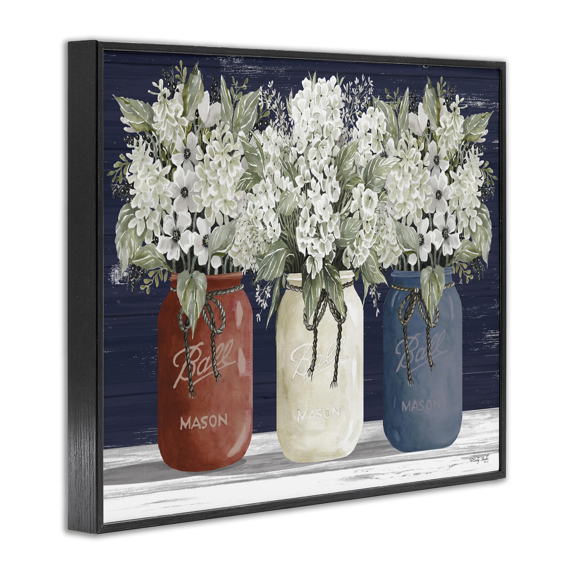 Stupell Industries Americana Floral Bouquets Rustic Flowers Country Pride Framed Giclee Art Design By Cindy Jacobs, 24 X 30, Bla