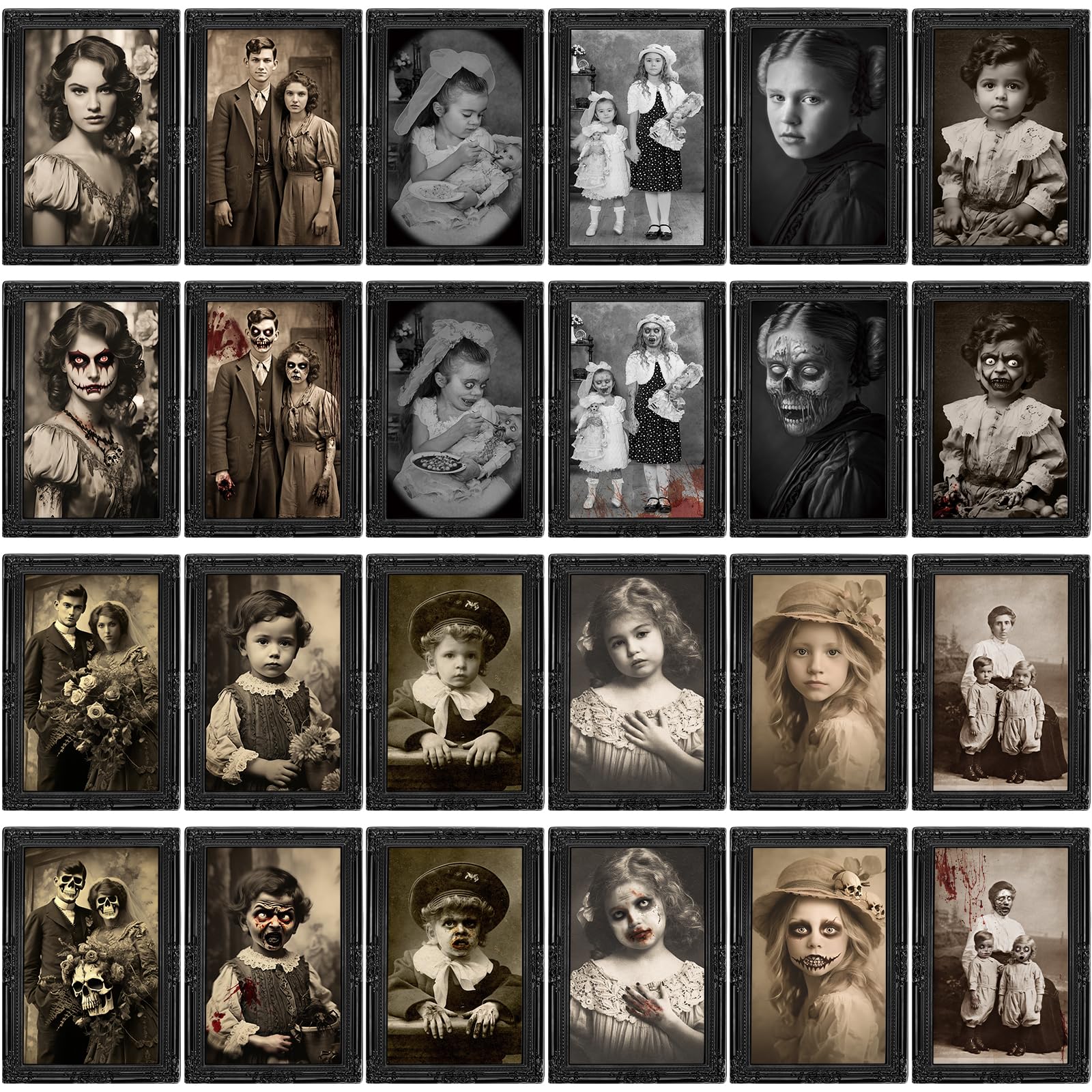 Halloween Decorations Indoor Scary Wall Decor, 12Pack 3D Changing Face Moving Picture Frames Portrait, Gothic Horror Castle Haun