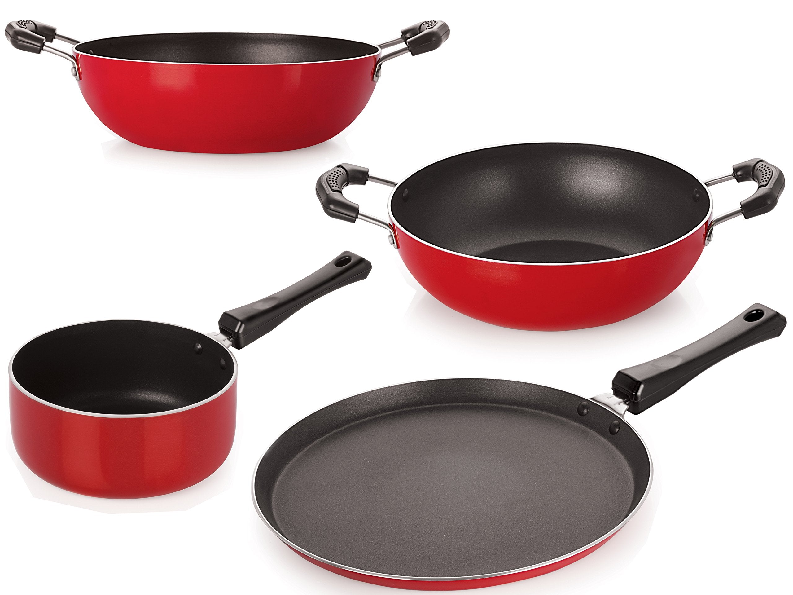 Nirlon NonStick Coating Aluminium Heat Resistance Kitchenware Combo Essential Gift Set Offer With Bakelite Handle For Superior 