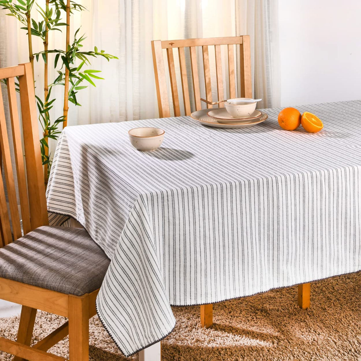 Folkulture Table Cloth For Rectangle Table 60 X 72 Inches, 100% Cotton Boho Tablecloth For Farmhouse Tabletop Decorations, Bohem