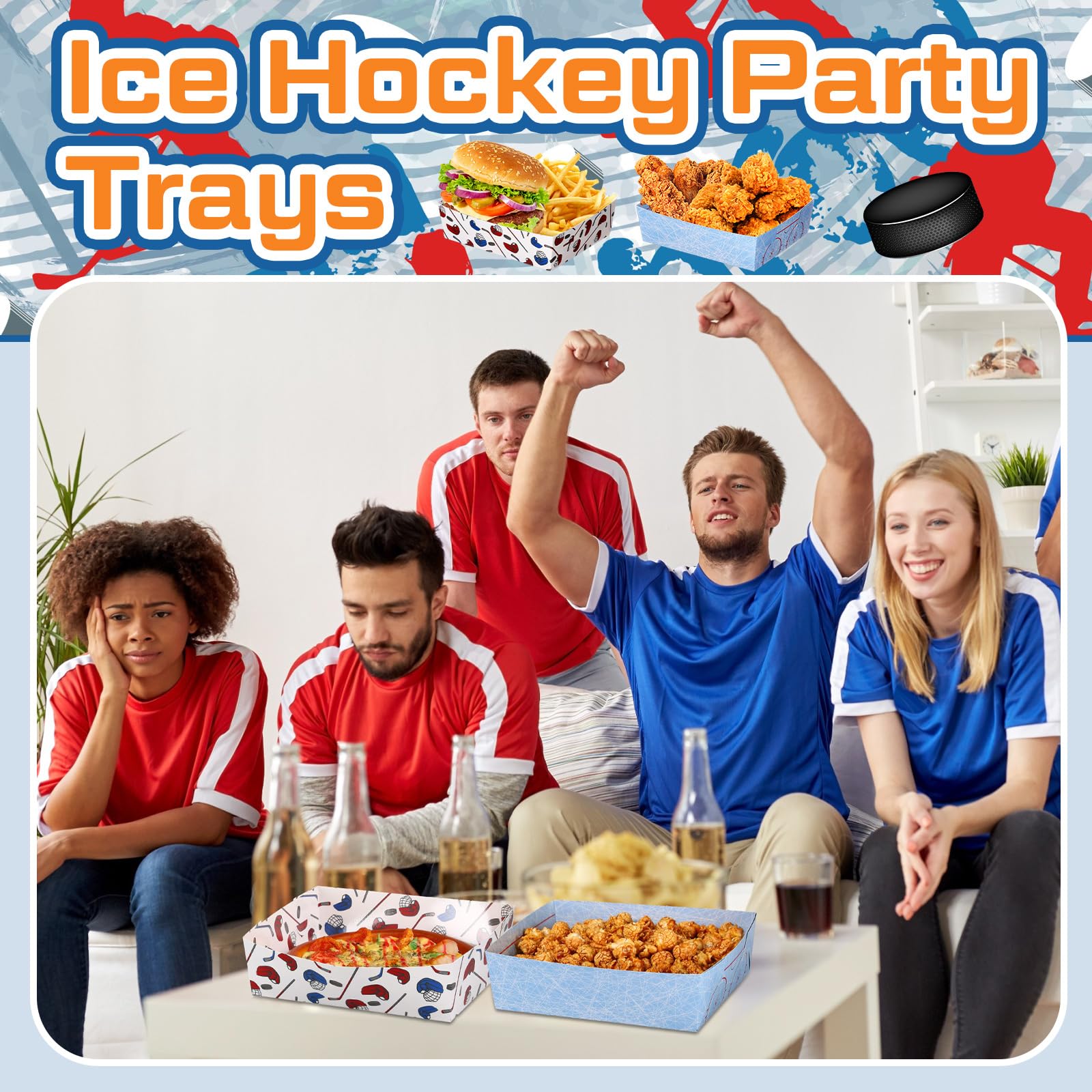 36 Pack Ice Hockey Theme Party Supplies 5 Lb Ice Hockey Plates Food Trays Nacho Boats Large Paper Food Boats Nacho Trays Disposa