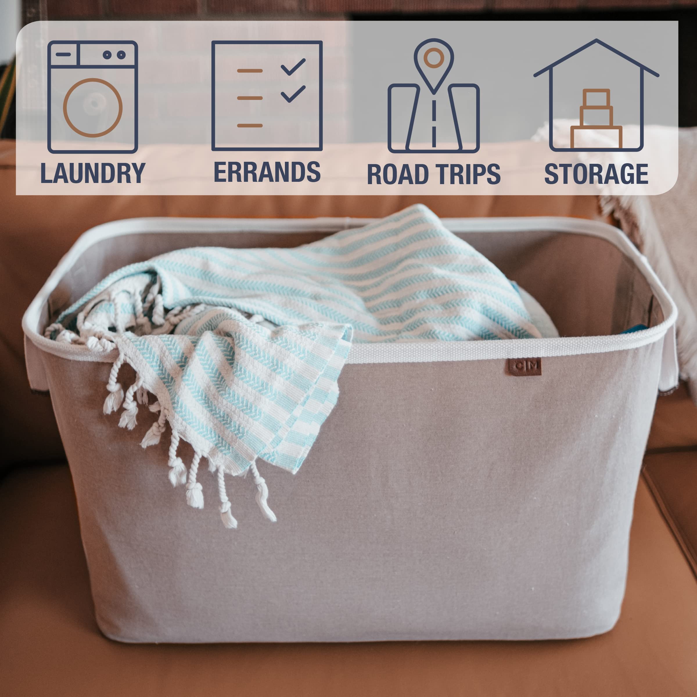 CleverMade Collapsible Fabric Laundry Basket - Premium Foldable Pop Up Storage Bin - Space Saving Hamper with Side Handles Large  Mocha  2 Pack
