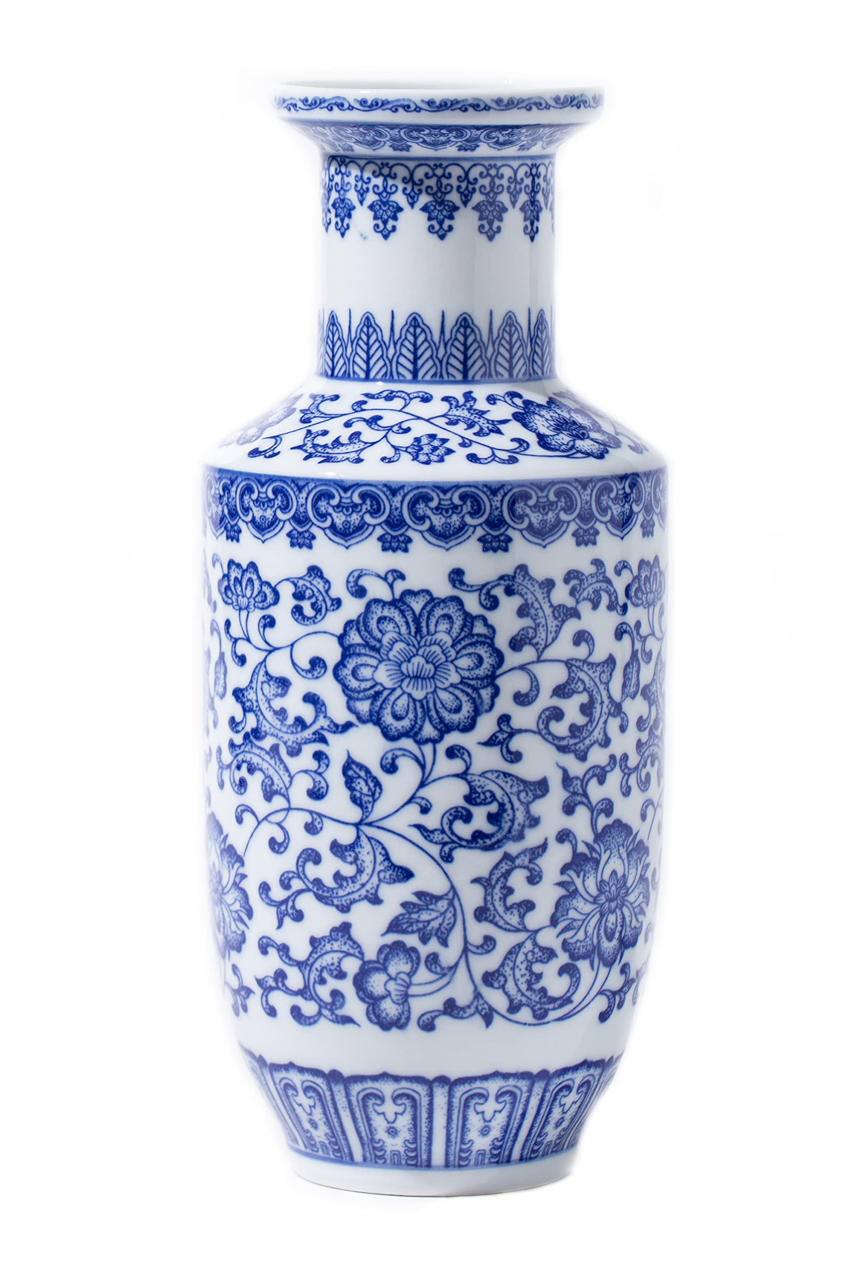 GaLouRo Blue and White Vase, Blue Vase, Chinoiserie Vase, Ginger Jar Vase for Home Decor, Porcelain Decor,10 H