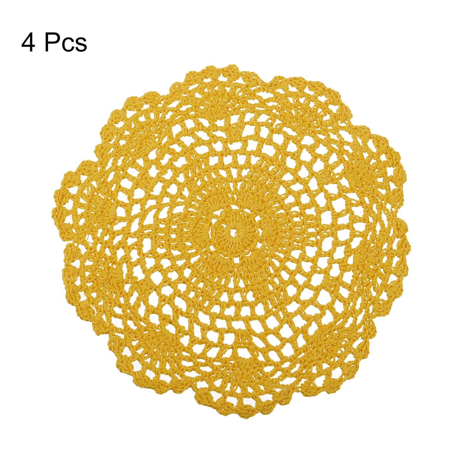Uxcell Crochet Doilies, 4Pcs 8 Inch - Handmade Crochet Cotton Coaster, Round Lace Placemats With Floral Patterns For Wedding Par