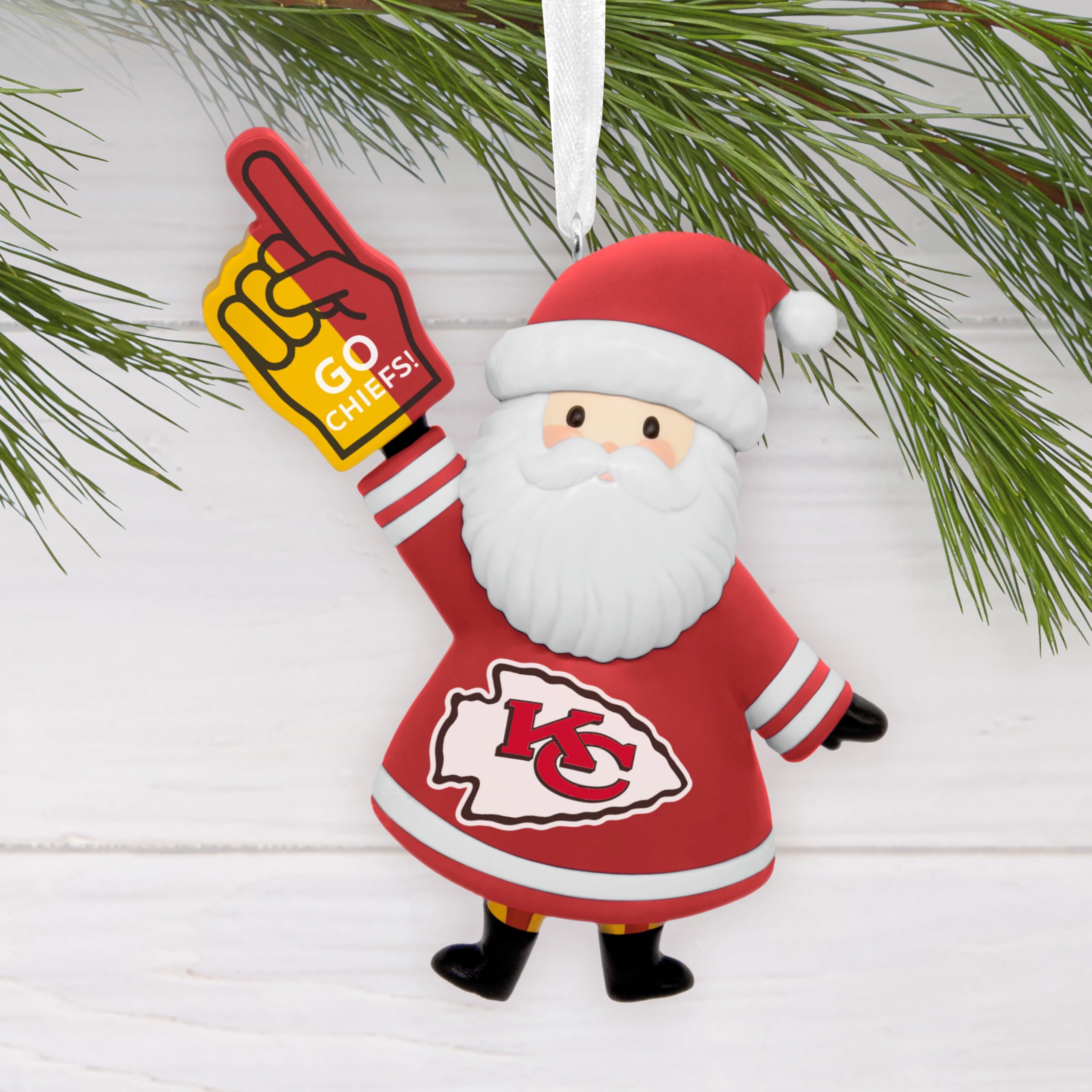 Hallmark NFL Kansas City Chiefs Santa Fan Christmas Ornament, Gifts for Sports Fans