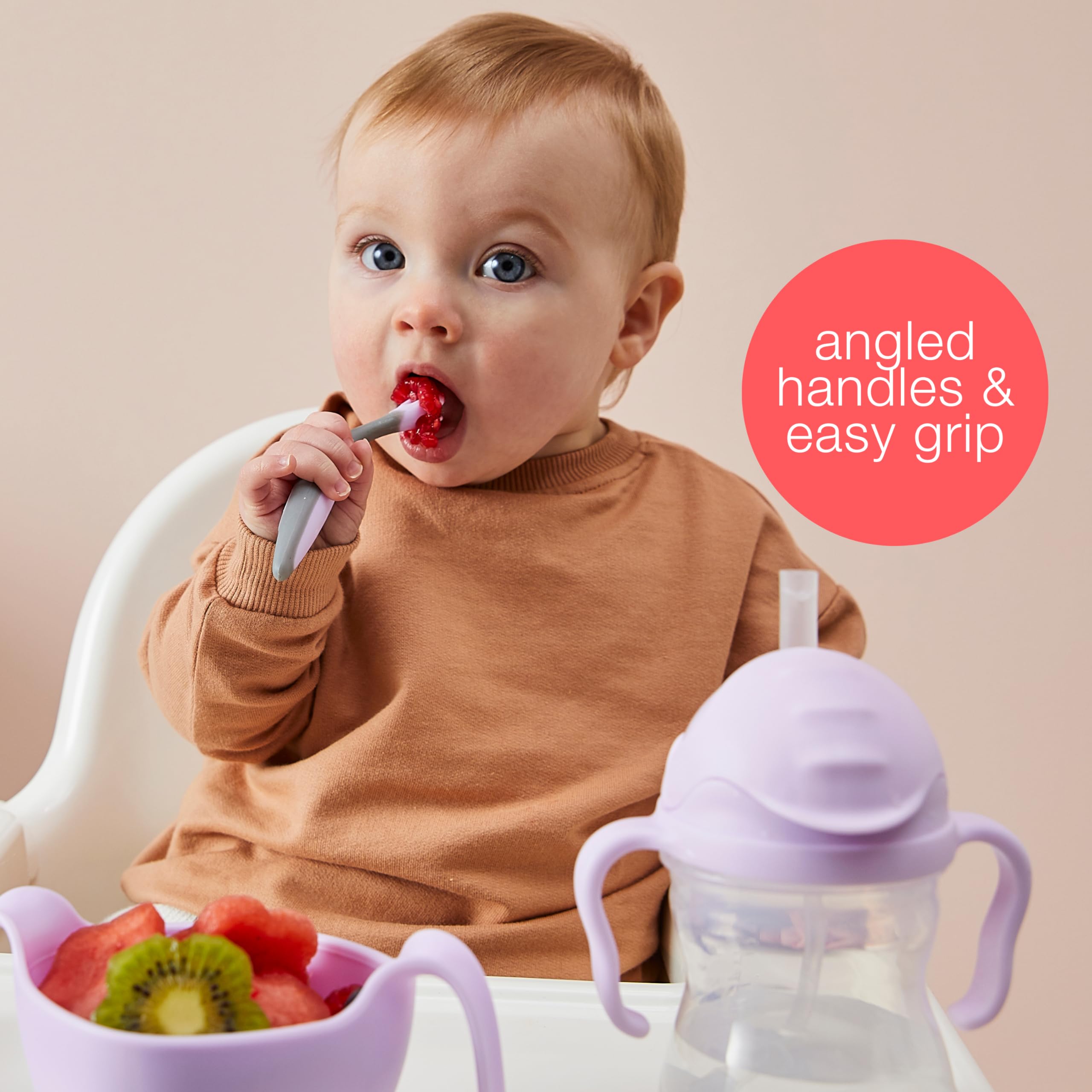 b.box toddler cutlery set - easy grip handles, travel case, unique fork design  Designed by occupational therapist  Dishwasher s