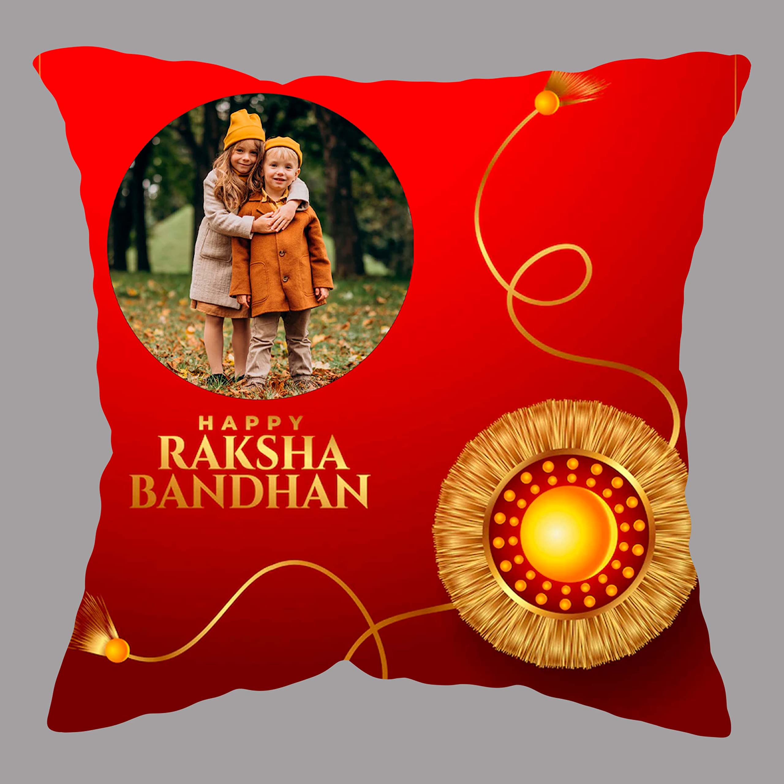 GiftoKing Customized Cushion for Rakhi Gift, Best Gift for Rakshabandhan, Multicolour (Pattern1, 12x12 Inch)