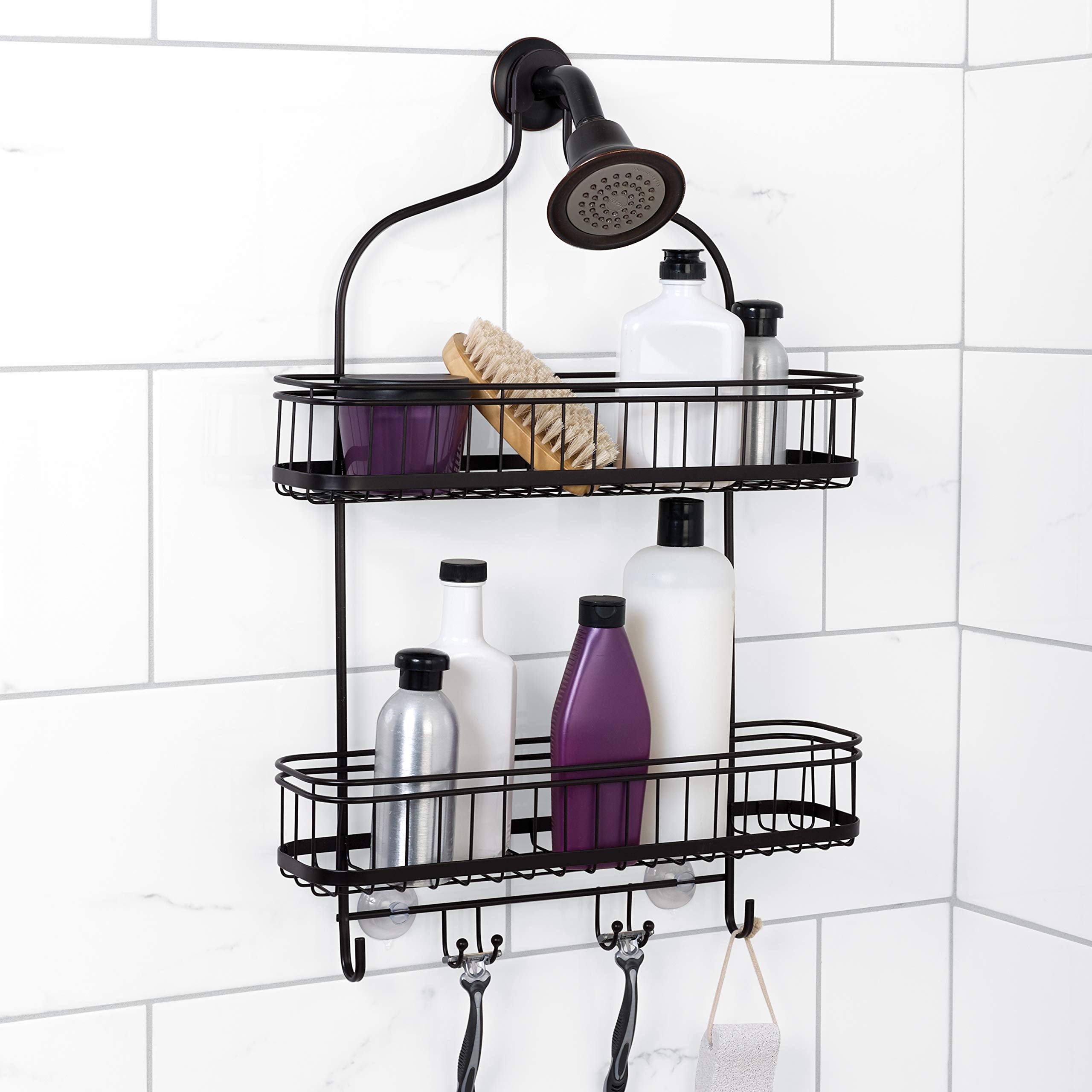 Zenna Home Extra Wide Hanging Over-The-Shower Caddy, Bronze