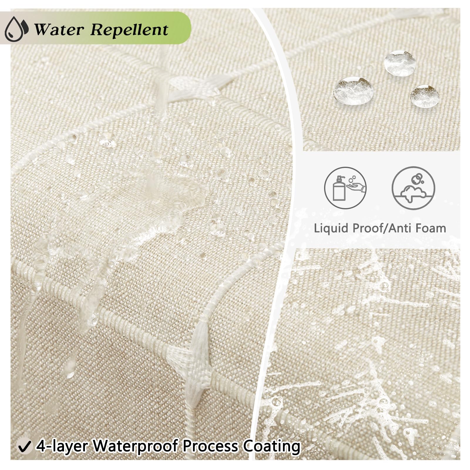 Yuanice 84 Inches Extra Long Linen Shower Curtain, Beige Boho Farmhouse Rustic Weighted Fabric Shower Curtain Set With Tassels,