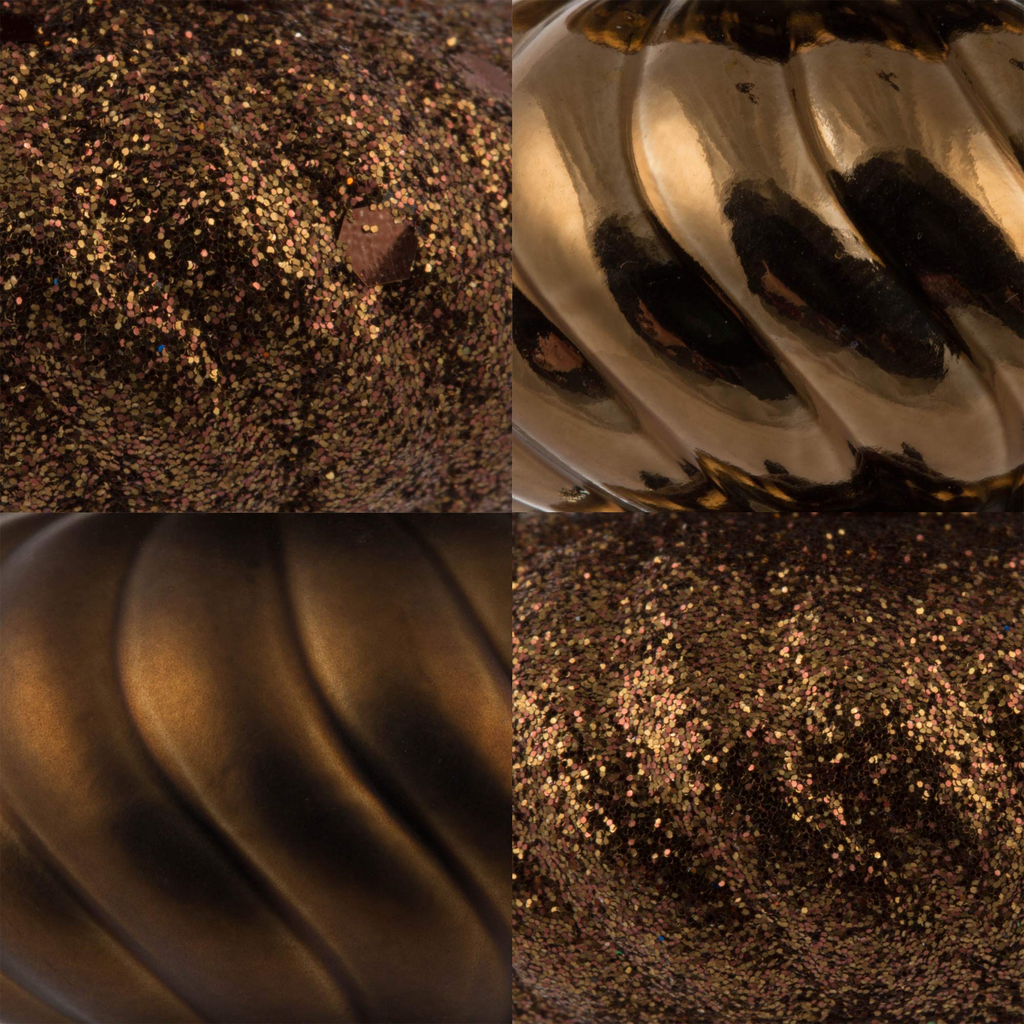 Vickerman 4 4-Finish Finial Ornament, Shatterproof Plastic Christmas Tree Decoration, 8 Pack, Mocha Shiny, Matte, Glitter and Se