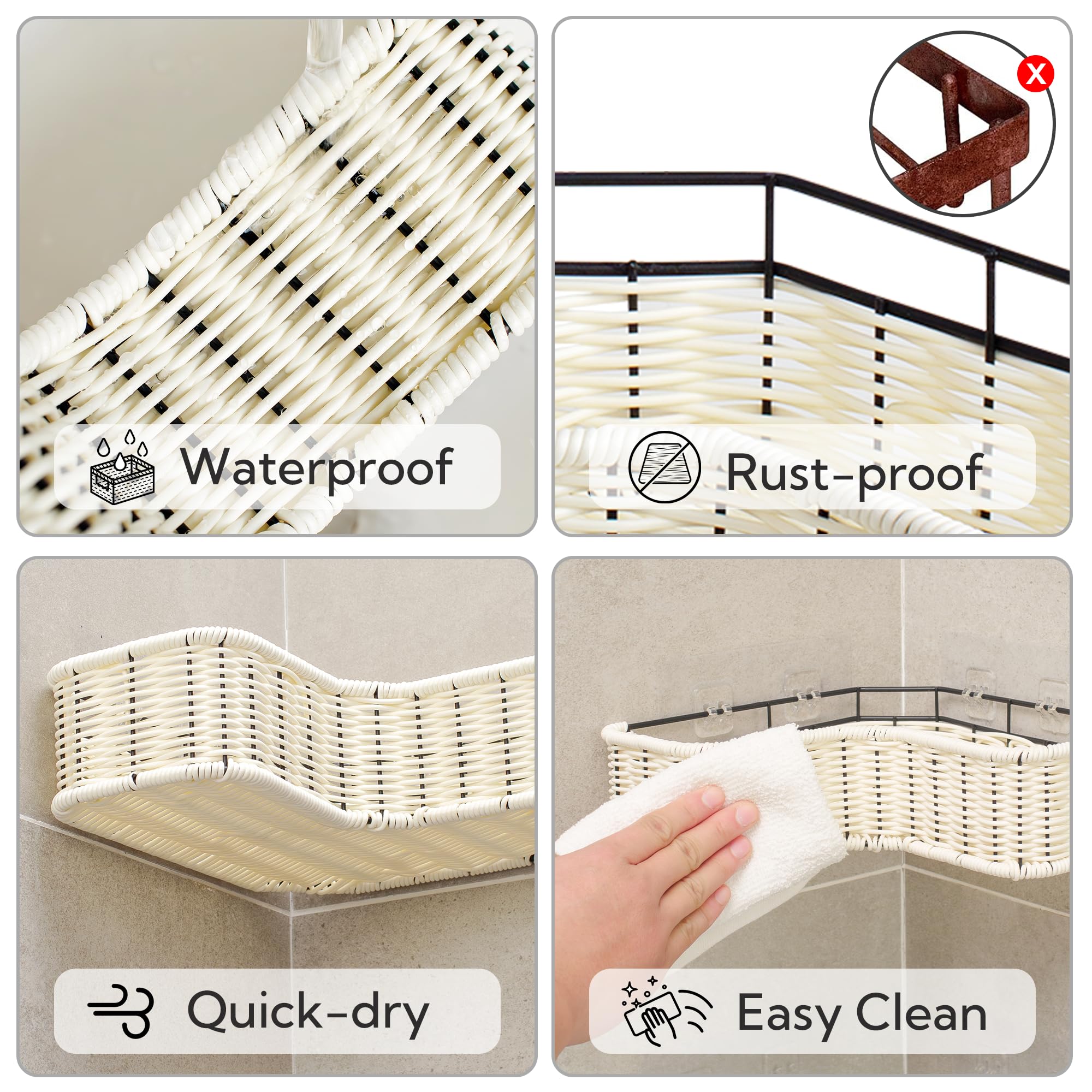 Granny Says Shower Caddy Corner, Adhesive Bathroom Shower Organizer, 2 Pack Shower Shelves For Inside Shower, Rust-Proof Corner