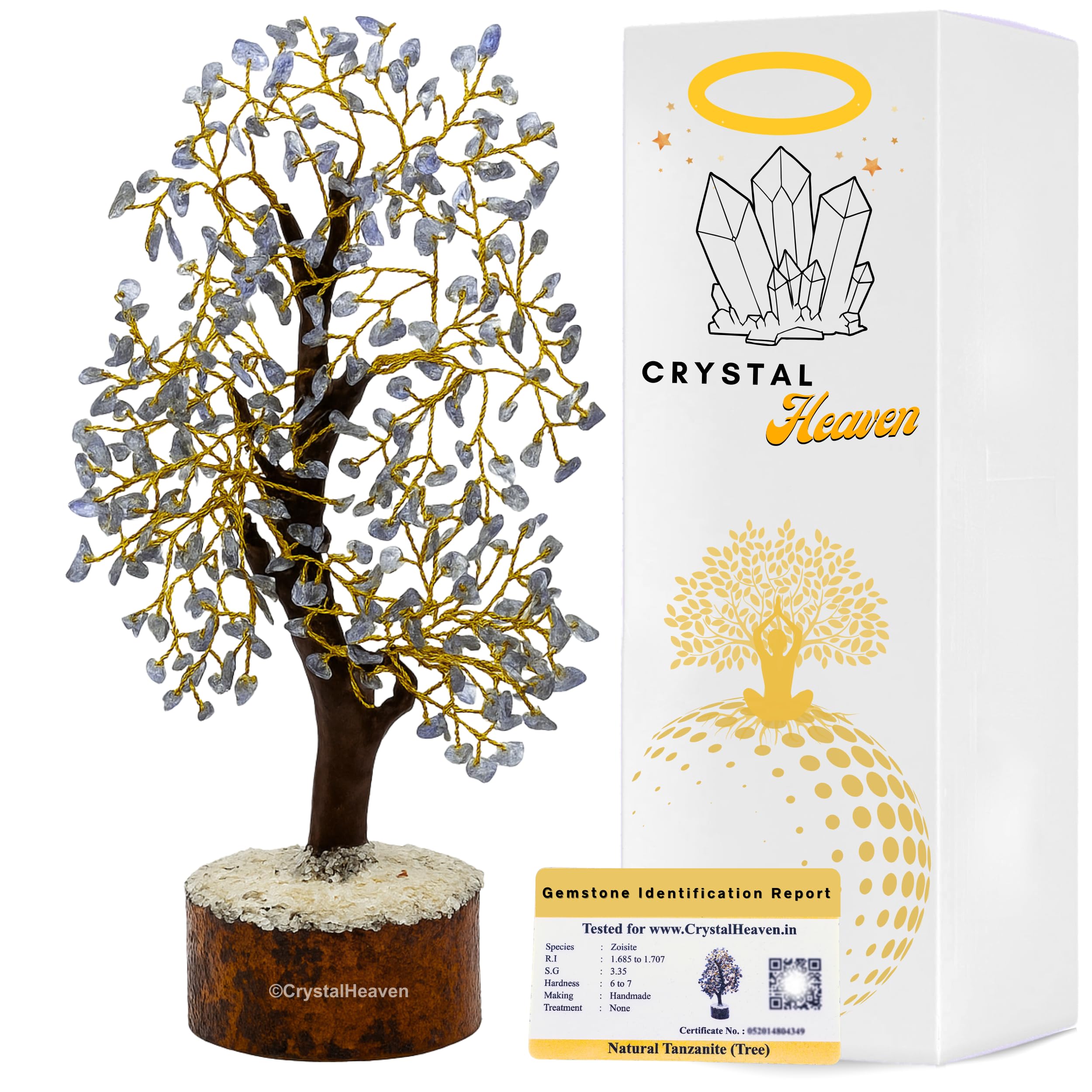 Certified Tanzanite Crystal Tree For Good Luck - Healing Crystals Money Tree For Wealth, Positive Energy At Home Office - Decora