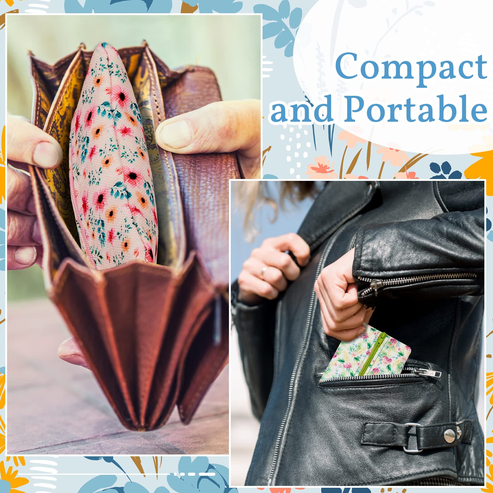 5 Pieces Tissues Purse Pocket Tissue Holder Reusable Travel Tissue Pouch Fabric Zipper Enclosed Small Size Daisy Pattern Tissue Holder for Purse Coins for Summer  5.25 x 3 Inches (Summer Flower)