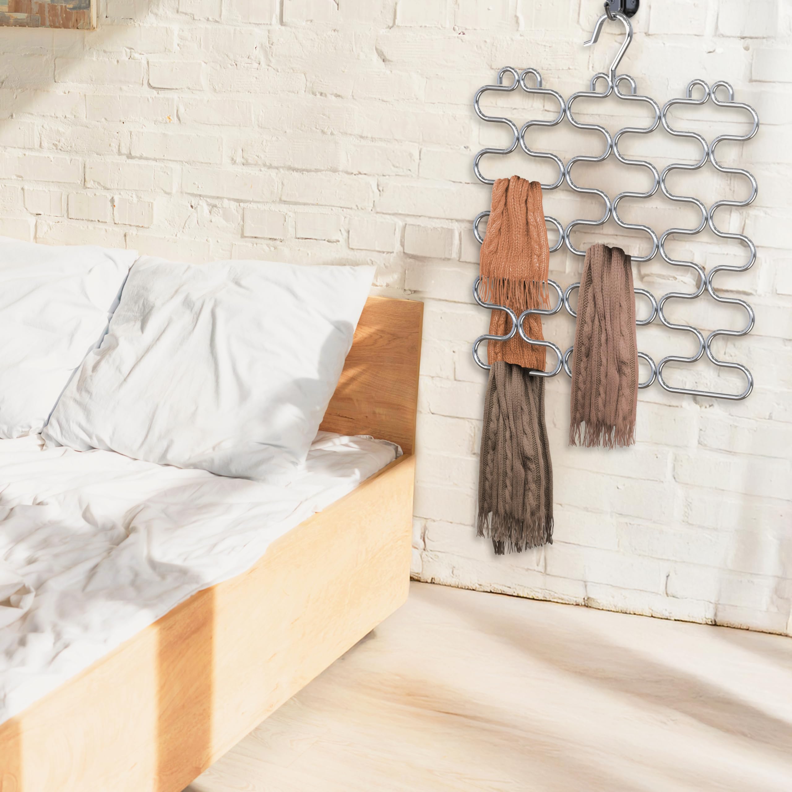 Decobros Supreme 23 Loop Scarfbelttie Organizer Hanger Holder, Chrome