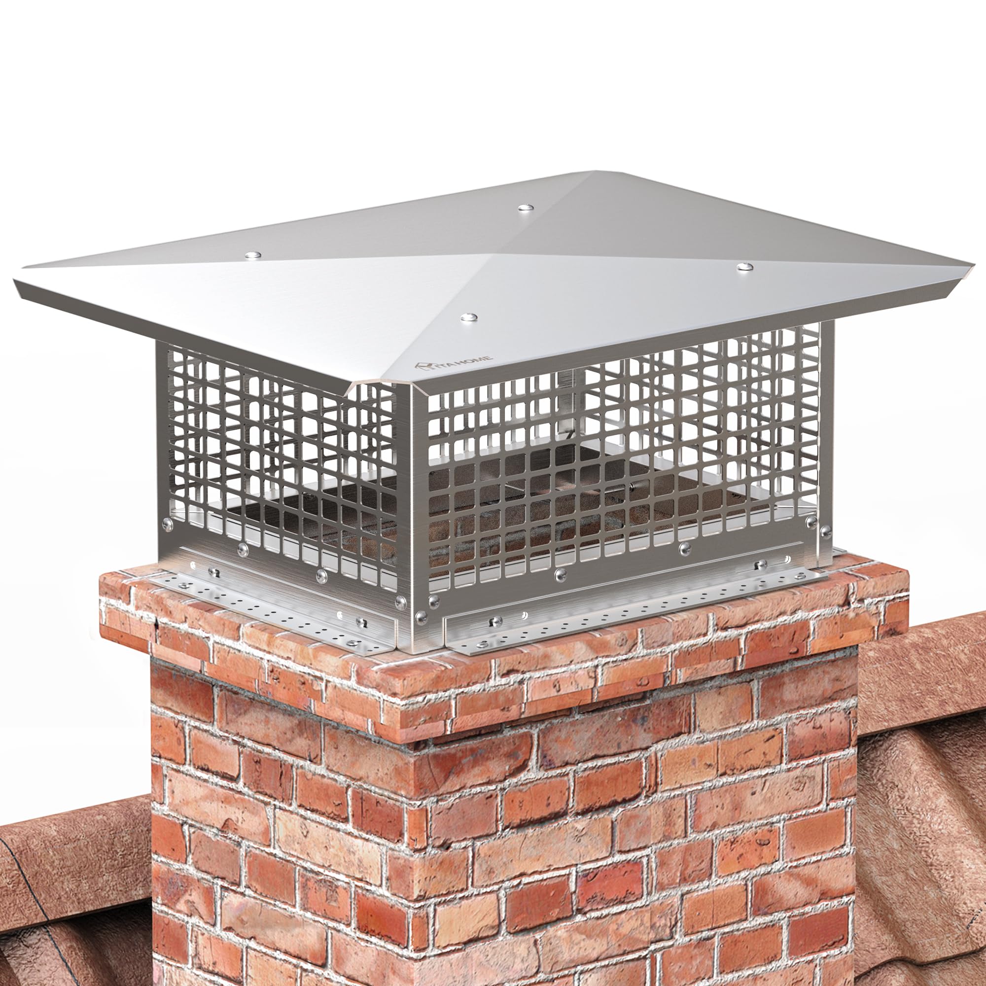 Yitahome Chimney Cap, 13'' X 17'' Chimney Cover For Outside, 304 Stainless Steel Fireplace Chimney Caps With Adjustable Metal St