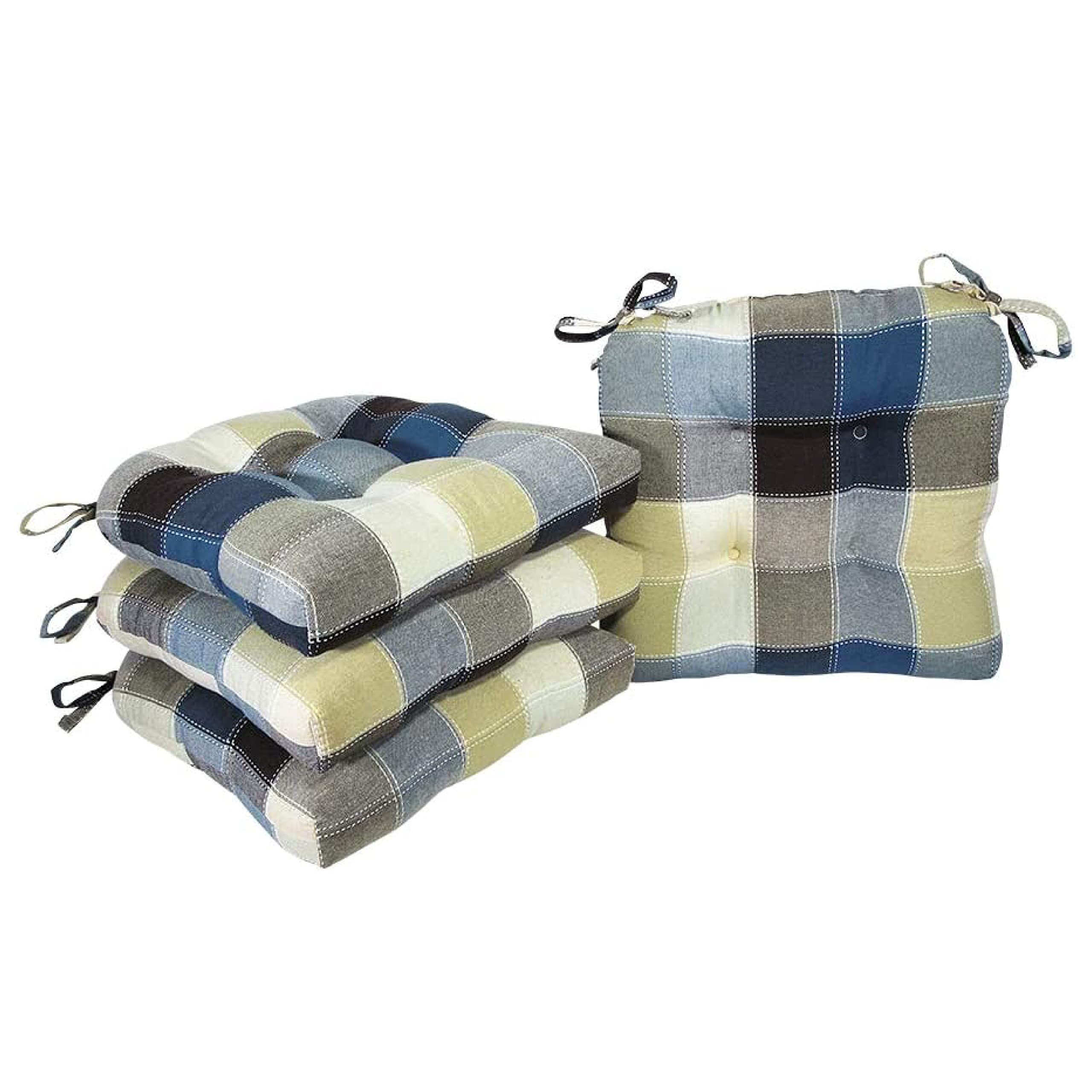 Arlee Polyester,Micro Fiber Chair Pads, 4 Count (Pack Of 1), Blue