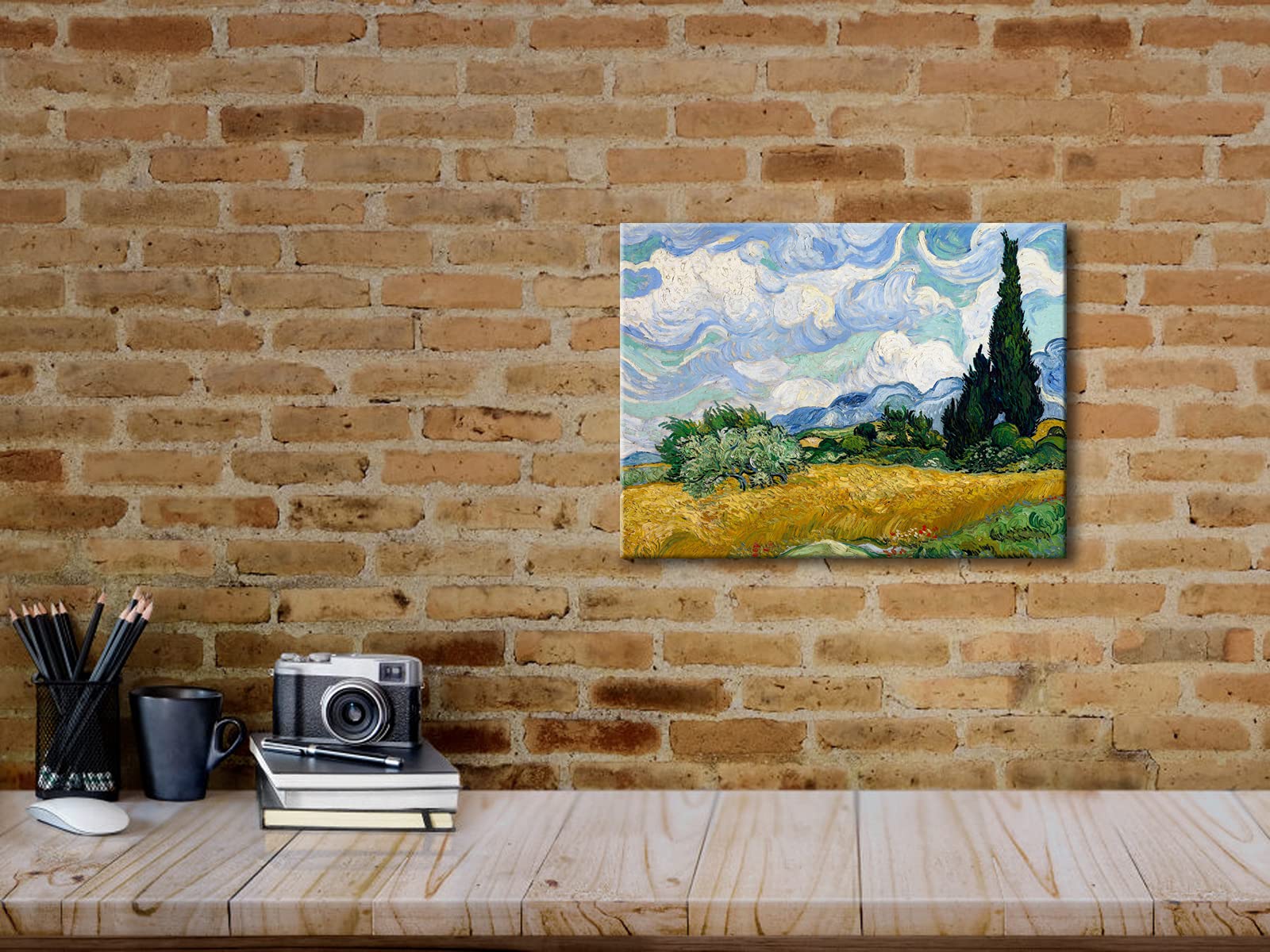 Wieco Art Wheat Field With Cypresses By Van Gogh Famous Oil Paintings Reproduction Modern Framed Landscape Giclee Canvas Prints