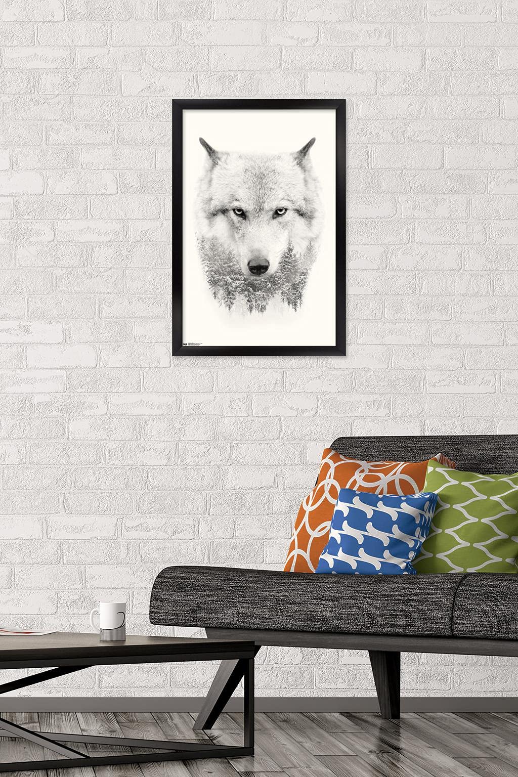 Trends International Wolf - Trees Wall Poster, 14.725'' X 22.375'', Black Framed Version