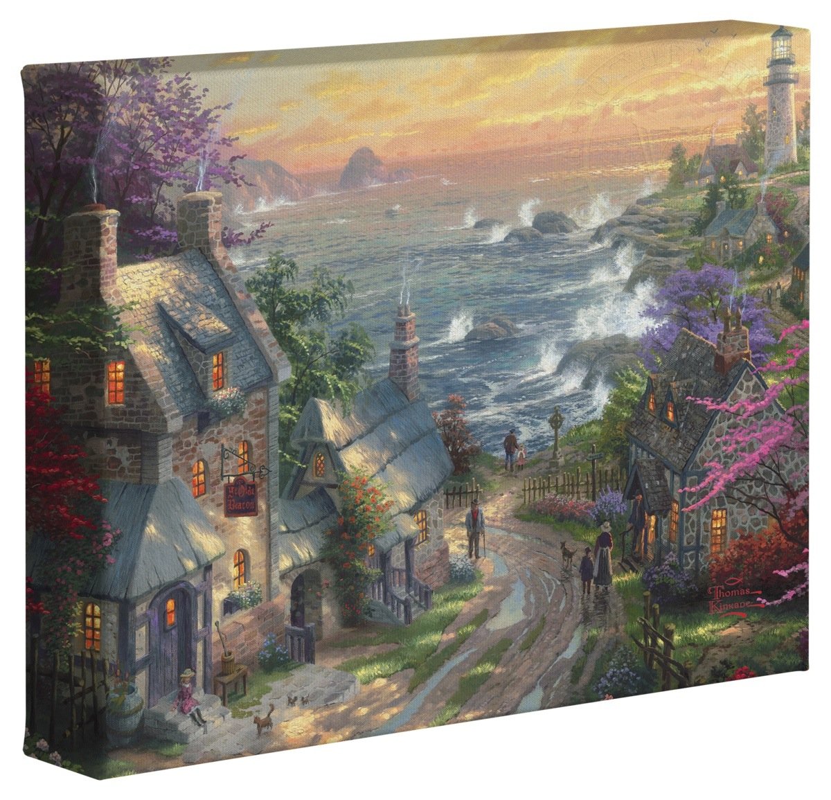 Thomas Kinkade The Village Lighthouse 8 X 10 Gallery Wrapped Canvas