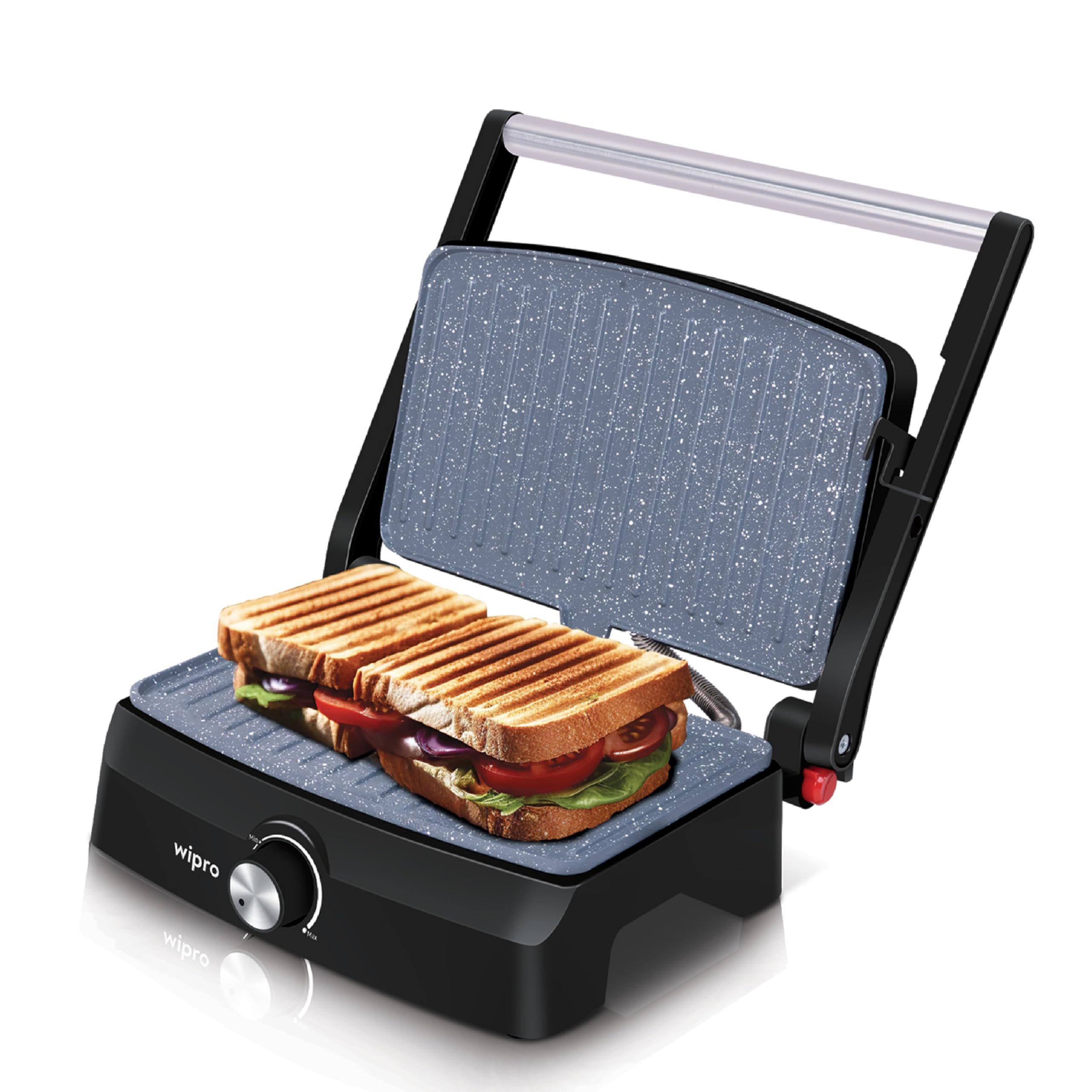 Wipro Elato Bs207 1000 W Ceramic Grill Sandwich Maker With Temperature Control, Scratch Resistant, 180 Open Sandwich Griller, Au