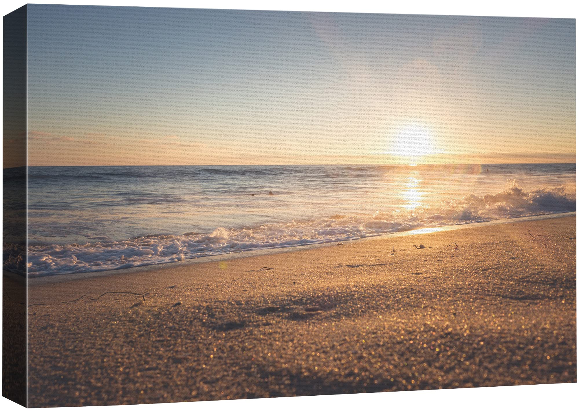 Signford Canvas Print Wall Art Sunlight Beach Horizon At Golden Hour Nature Wilderness Photography Realism Nautical Scenic Relax