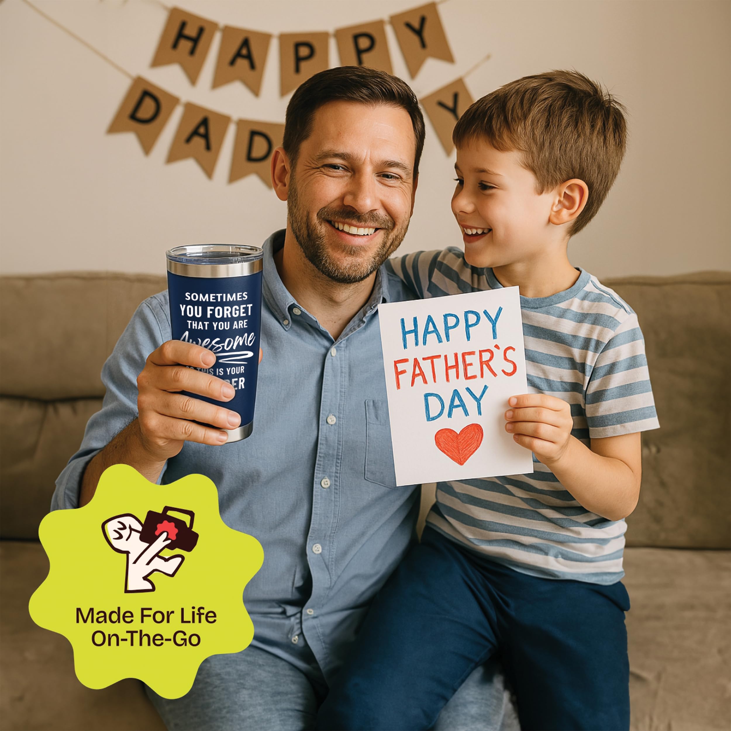Birthday Gifts for Men Dad Cup - Sometimes You Forget Your Awesome Gifts Navy 20oz Motivational Coffee Tumbler Birthday Gift for