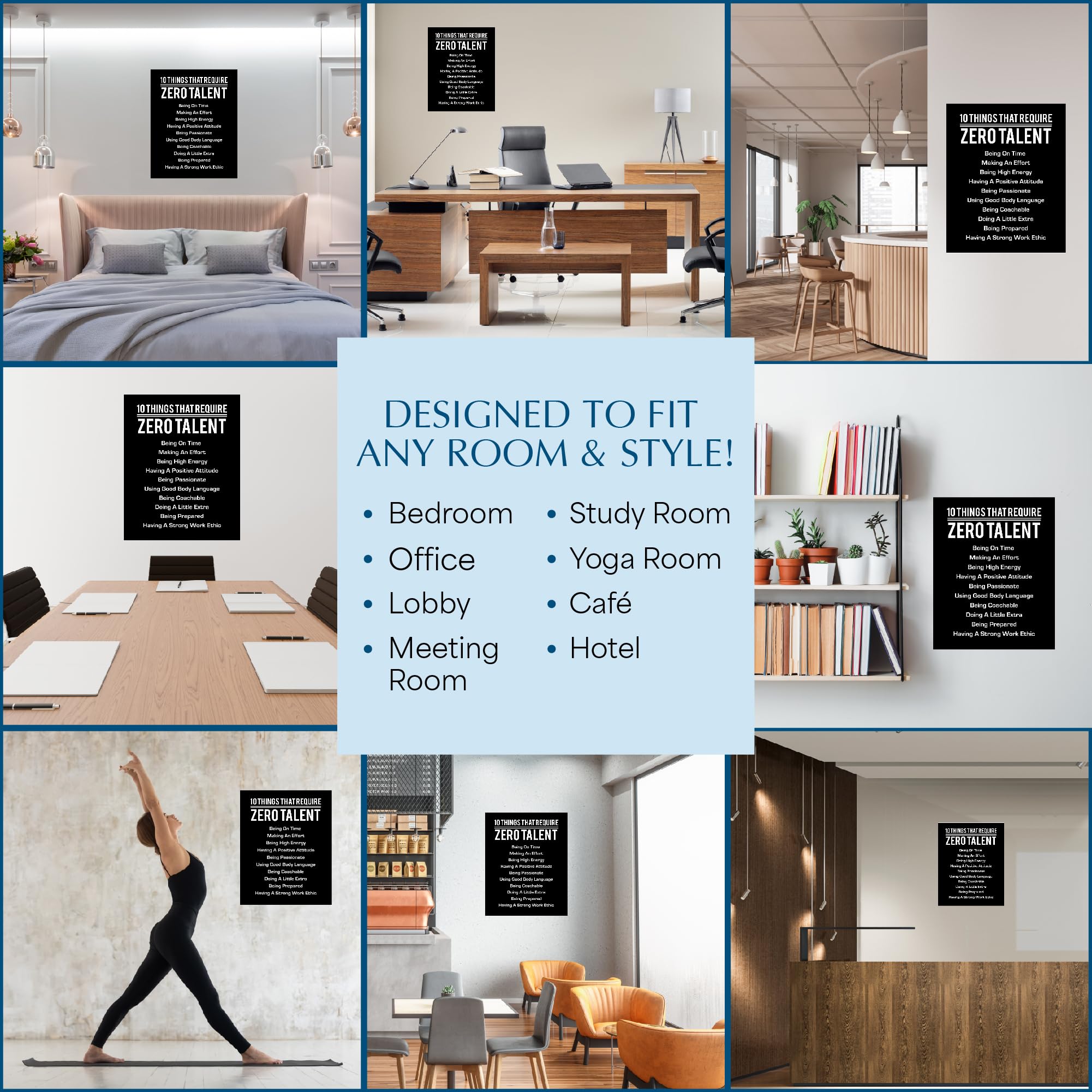 10 Things That Require Zero Talent - Motivational Wall Art Print | Inspirational Quote Decor for Home, Office, or Gym | Leadersh