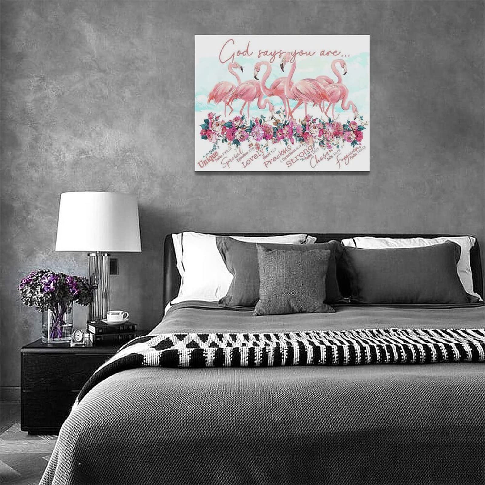 Pink Flamingo Wall Art Flamingo Bathroom Pictures Wall Decor Flamingo Canvas Painting Prints God Says You Are Inspirational Quot