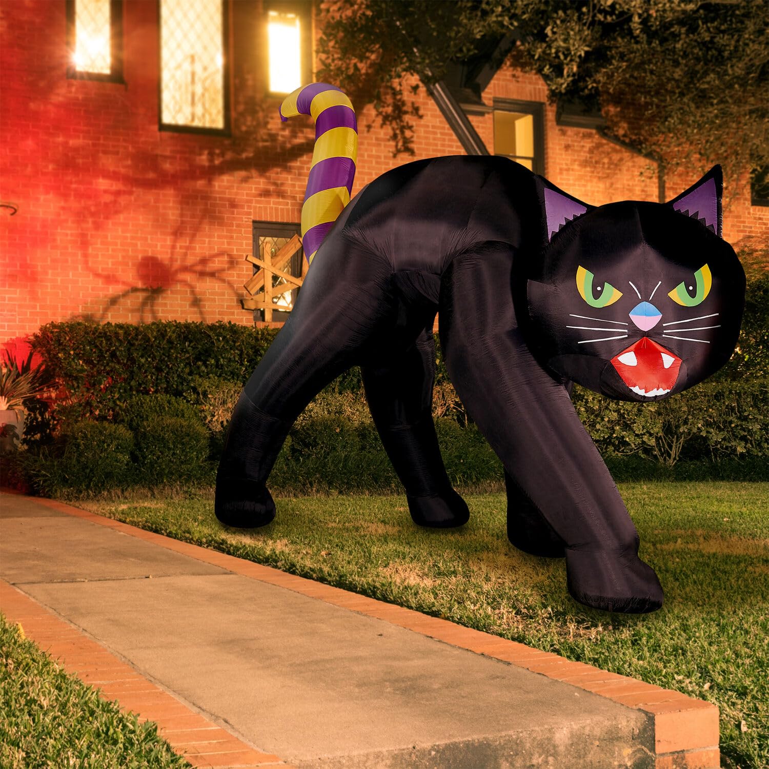 Haunted Hill Farm 9.8 Ft. Halloween Cat Blow Up with LED Lights, Giant Inflatable Yard Decor for Home, Haunted House, Black Cat