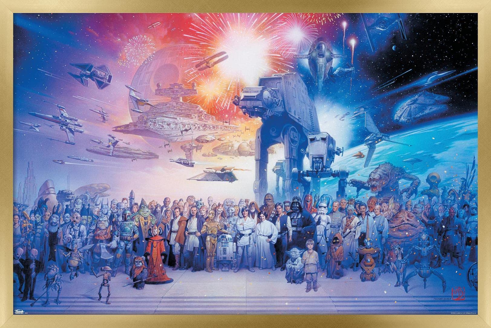 Trends International Star Wars: Saga - Galaxy Wall Poster, 34L X 22.4W, Gold Framed Version