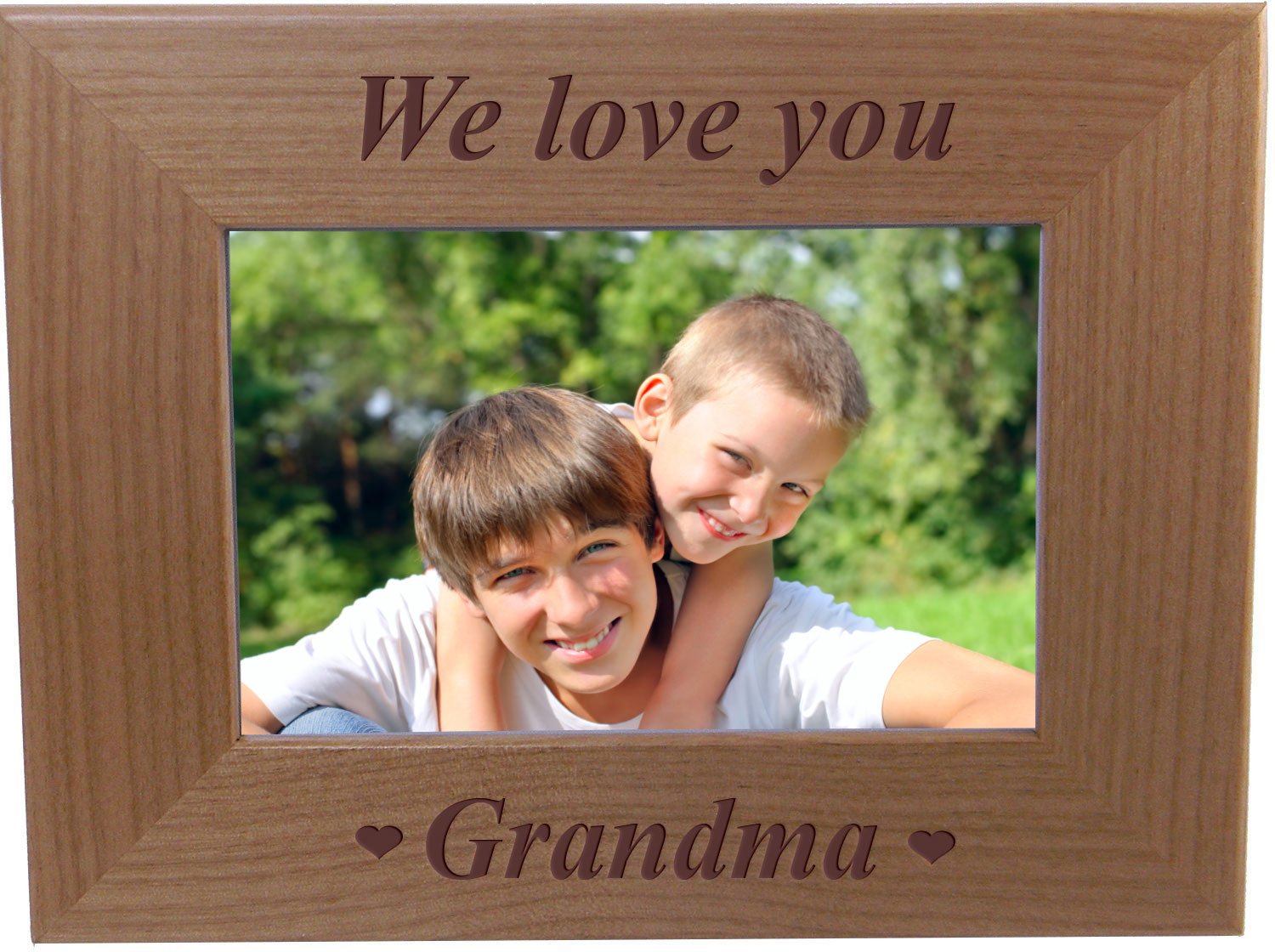 CustomGiftsNow We Love You Grandma - Engraved Wood Picture Frame - Fits 4x6-inch photo
