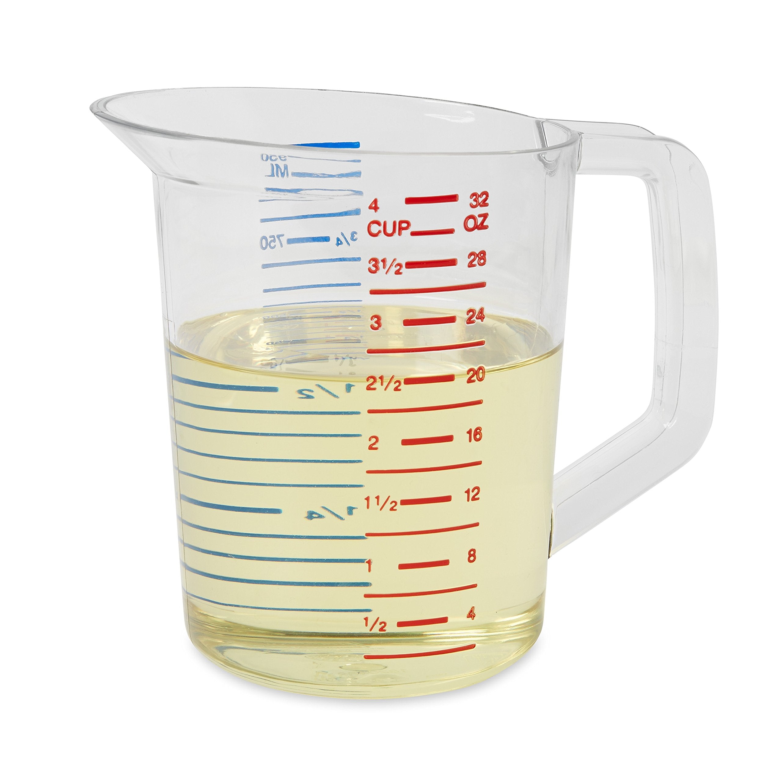 Rubbermaid Commercial Products Bouncer Clear Measuring Cup, 4-Cup/1-Quart, Clear, Strong Food Grade, For Use With -40-Degree F T