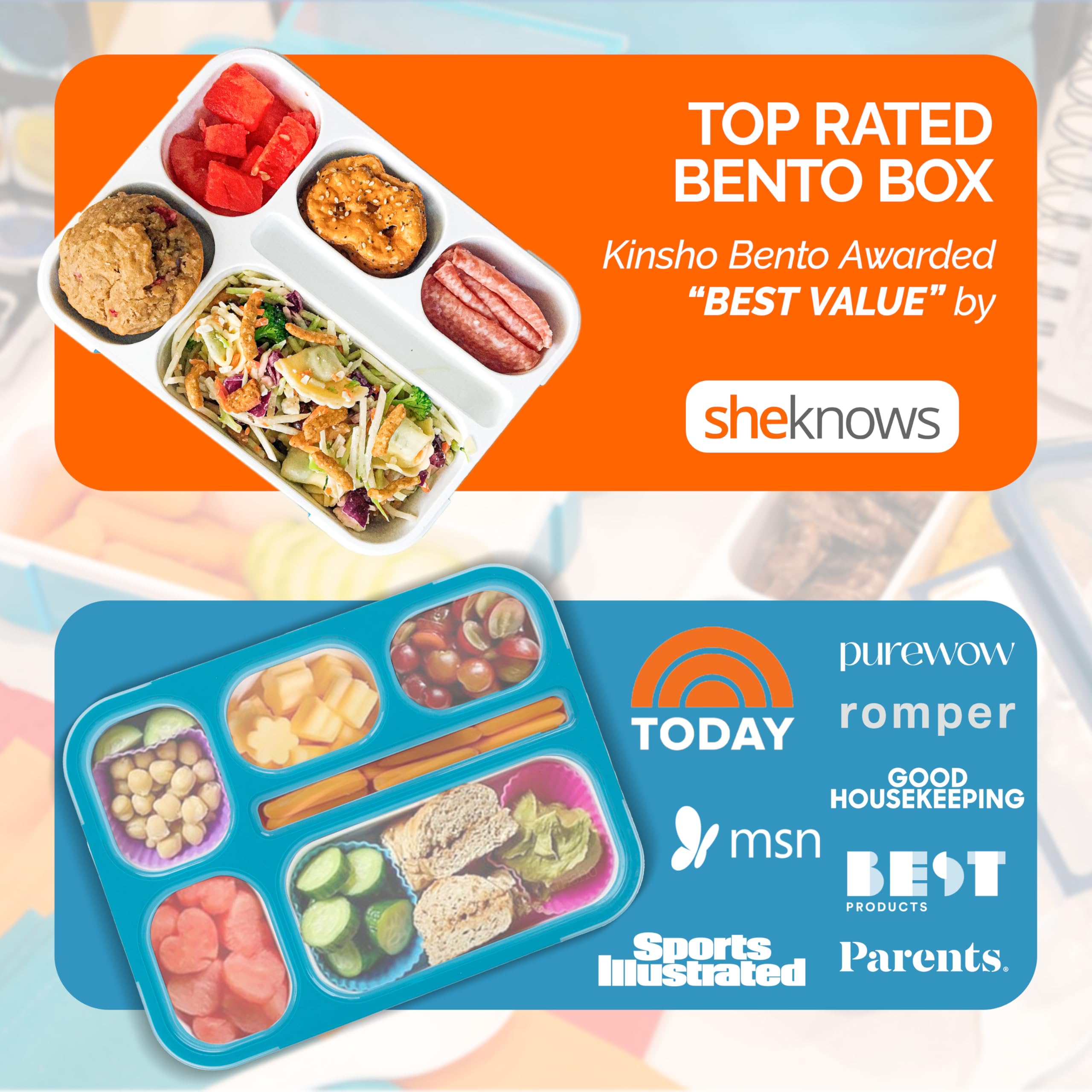 Bento Box Lunch-Box for Kids Adults | Kid Snack Lunch Containers | Leakproof School Bentobox 6 Compartment Leakproof Container for Boys Girls Womens Lunches | Utensils | Blue Set?