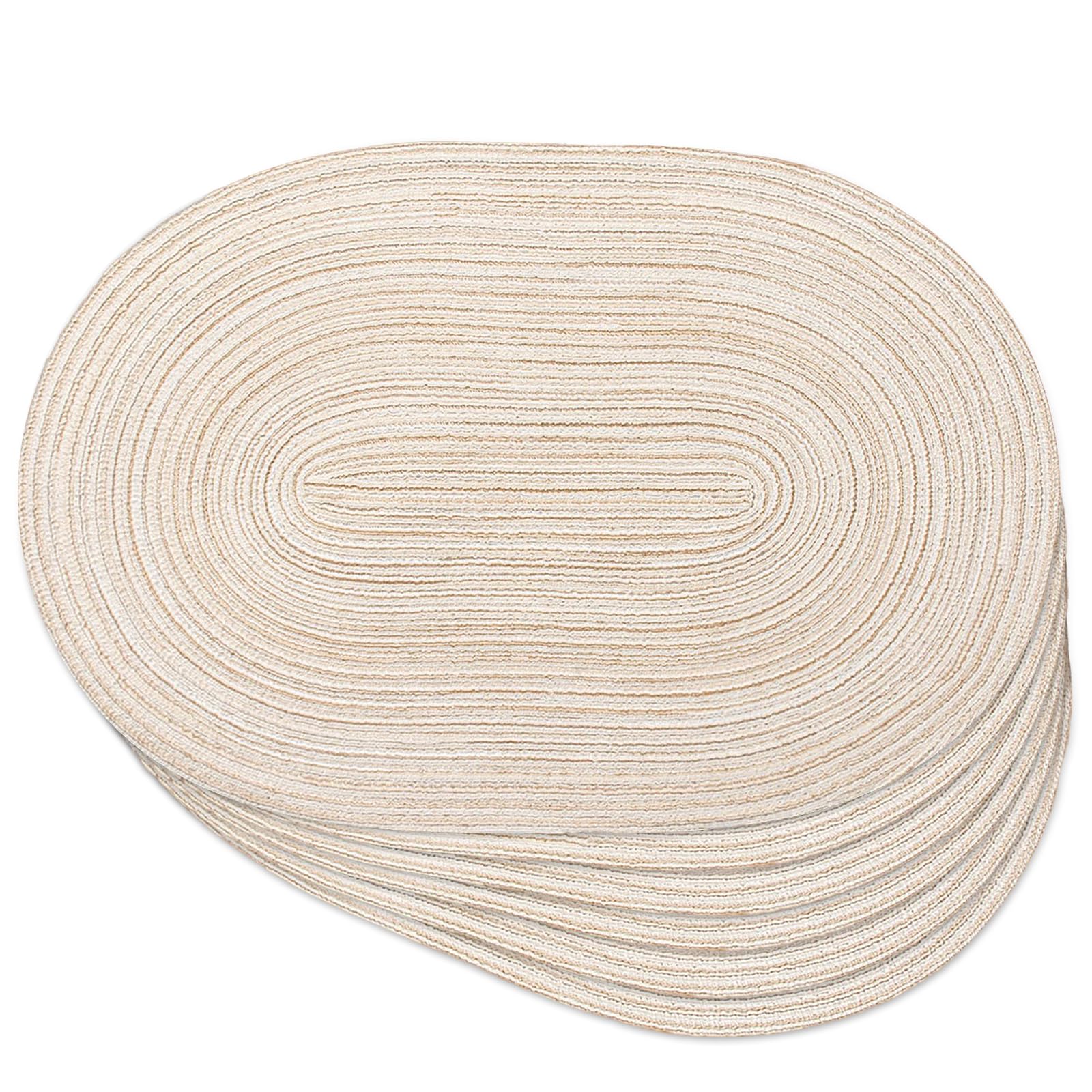 Noctiflorous Oval Braided Placemats 12X18 Inch Table Mats Set Of 6 For Dining Tables Natural Woven Heat Resistant Place Mats (Ov