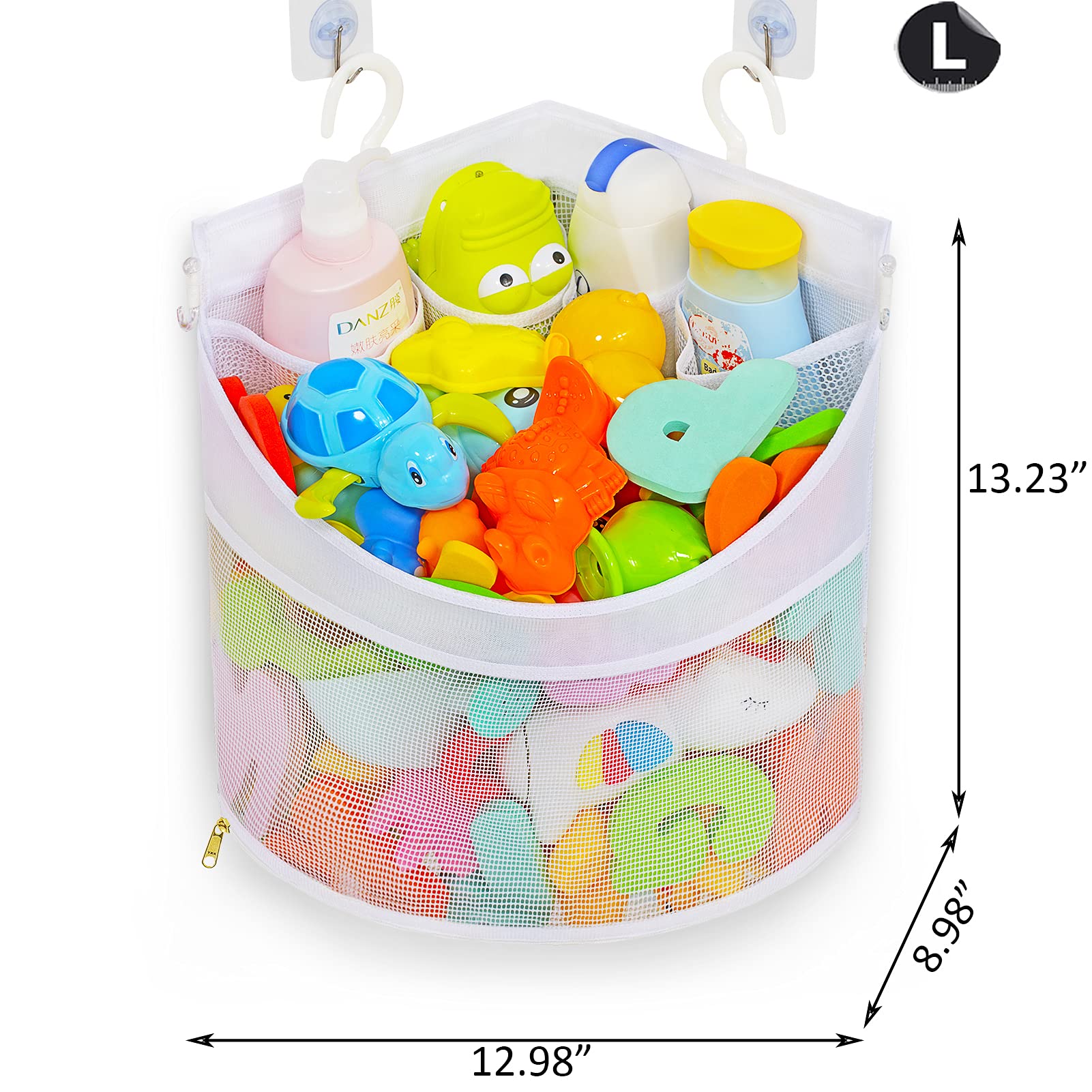 Ligereza Baby Bath Toy Organizer, Quick Drying And Mould Proof, Corner Hang-Suspension Holder, Large Capacity Multi Use Shower C