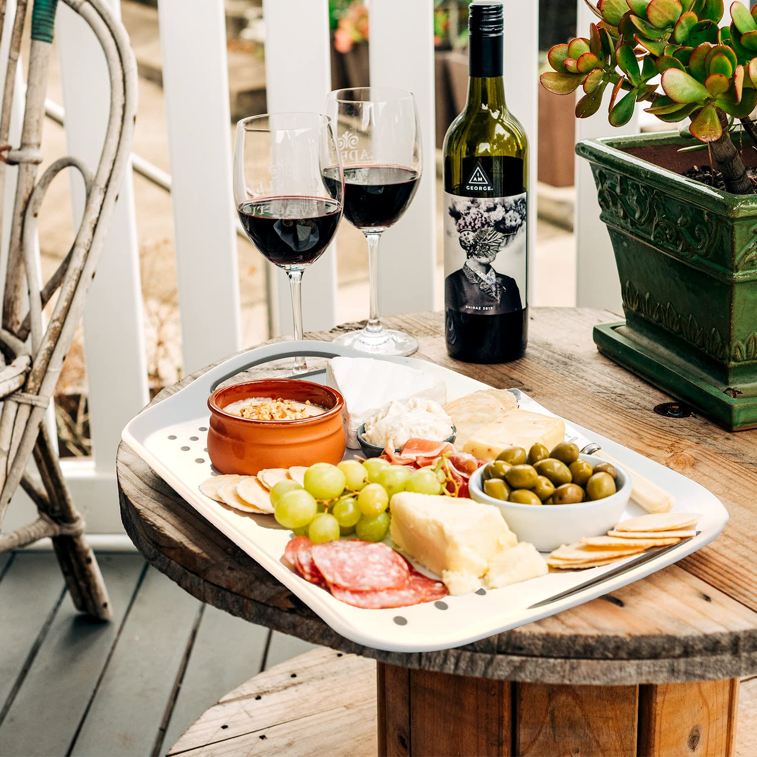 Large Non Slip Serving Tray With Handles, Silicone Gripping Nubs Food Trays For Eating, Dishwasher Safe Lap Trays For Dinner Sna
