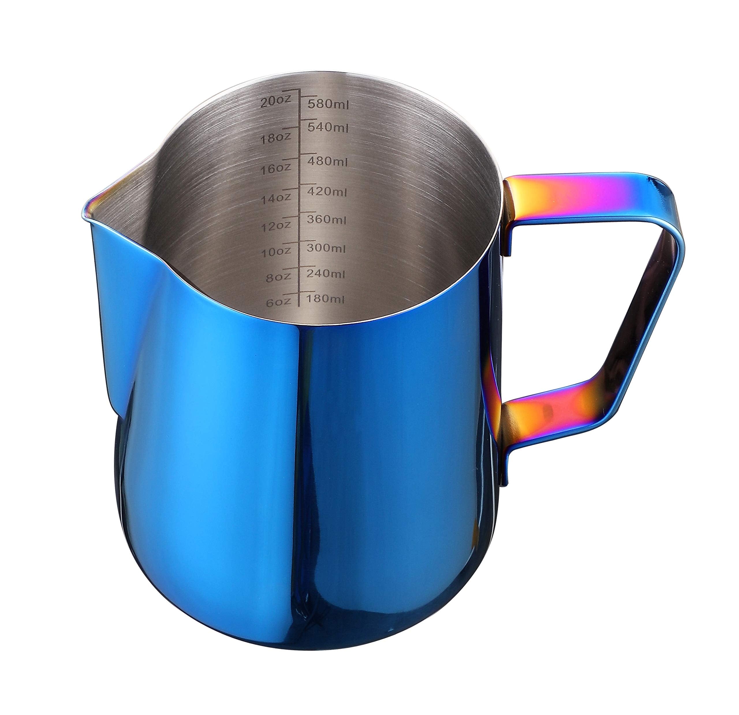 Joytata Milk Frothing Pitcher 20Oz Stainless Steel Pitcher Perfect For Latte Art,Espresso Maker,Cappuccino Maker-18/8 Stainless