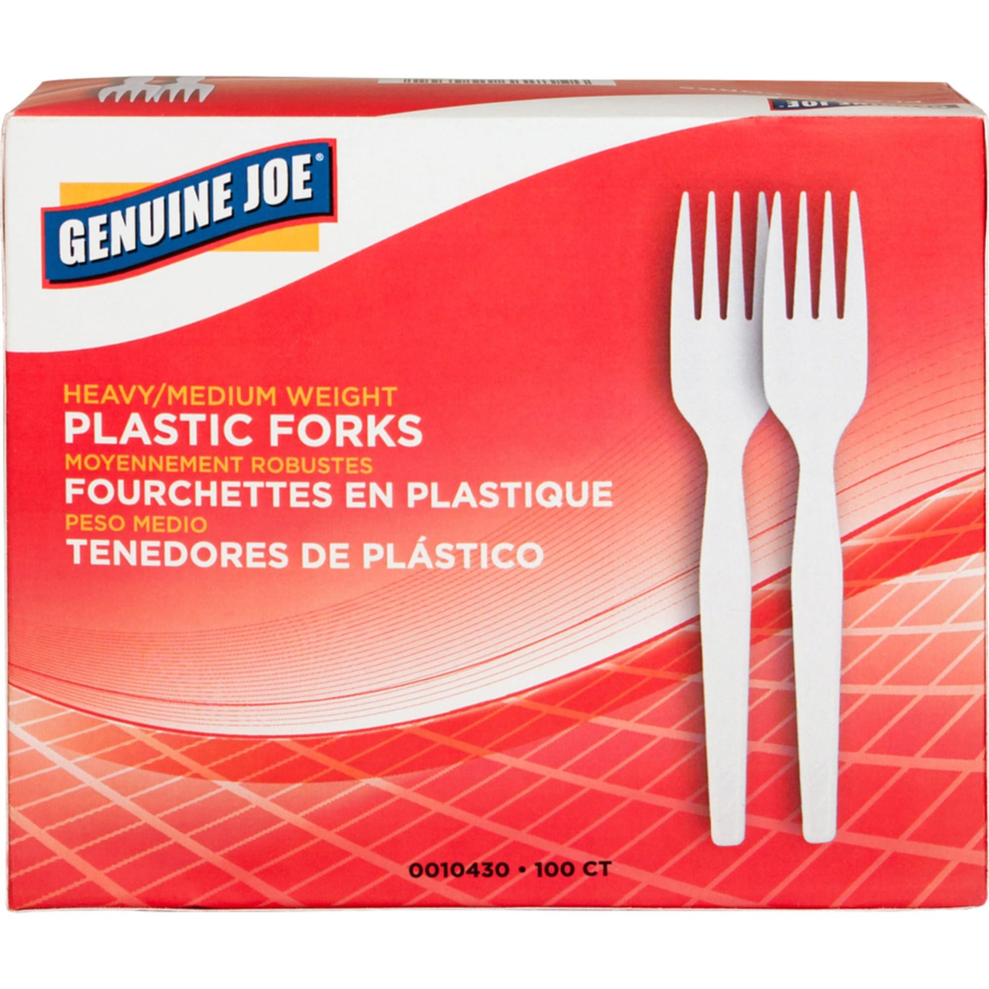 Genuine Joe 0010430 Plastic Forks, Heavyweight, 100/Bx, White