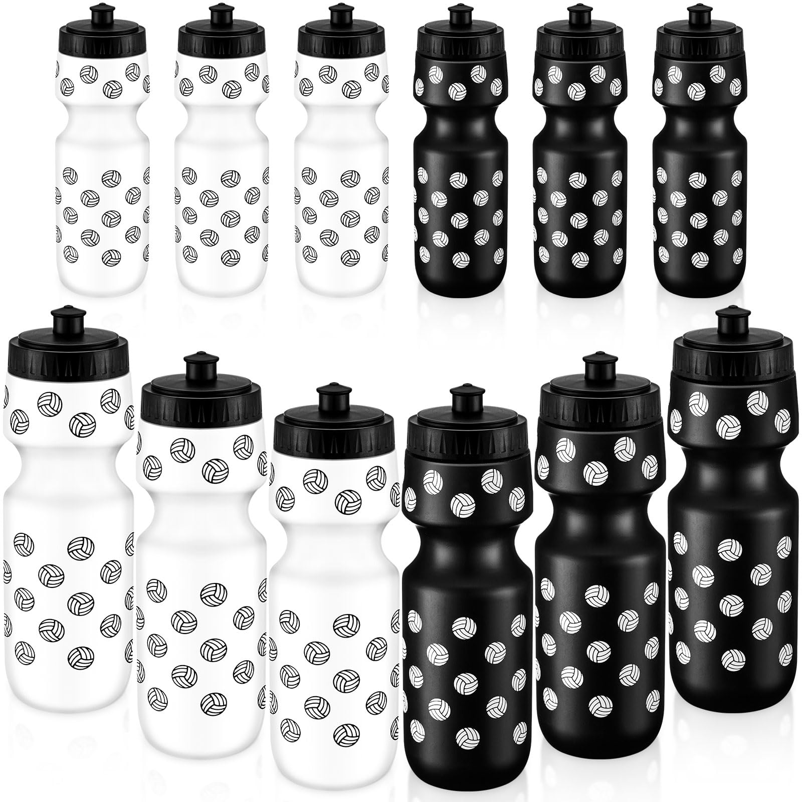 Skybooly 12 Pcs Water Bottle Bulk Reusable Sports Squeeze Water Bottles Ball Cup Accessories for Sports Party Favors Team Gifts 