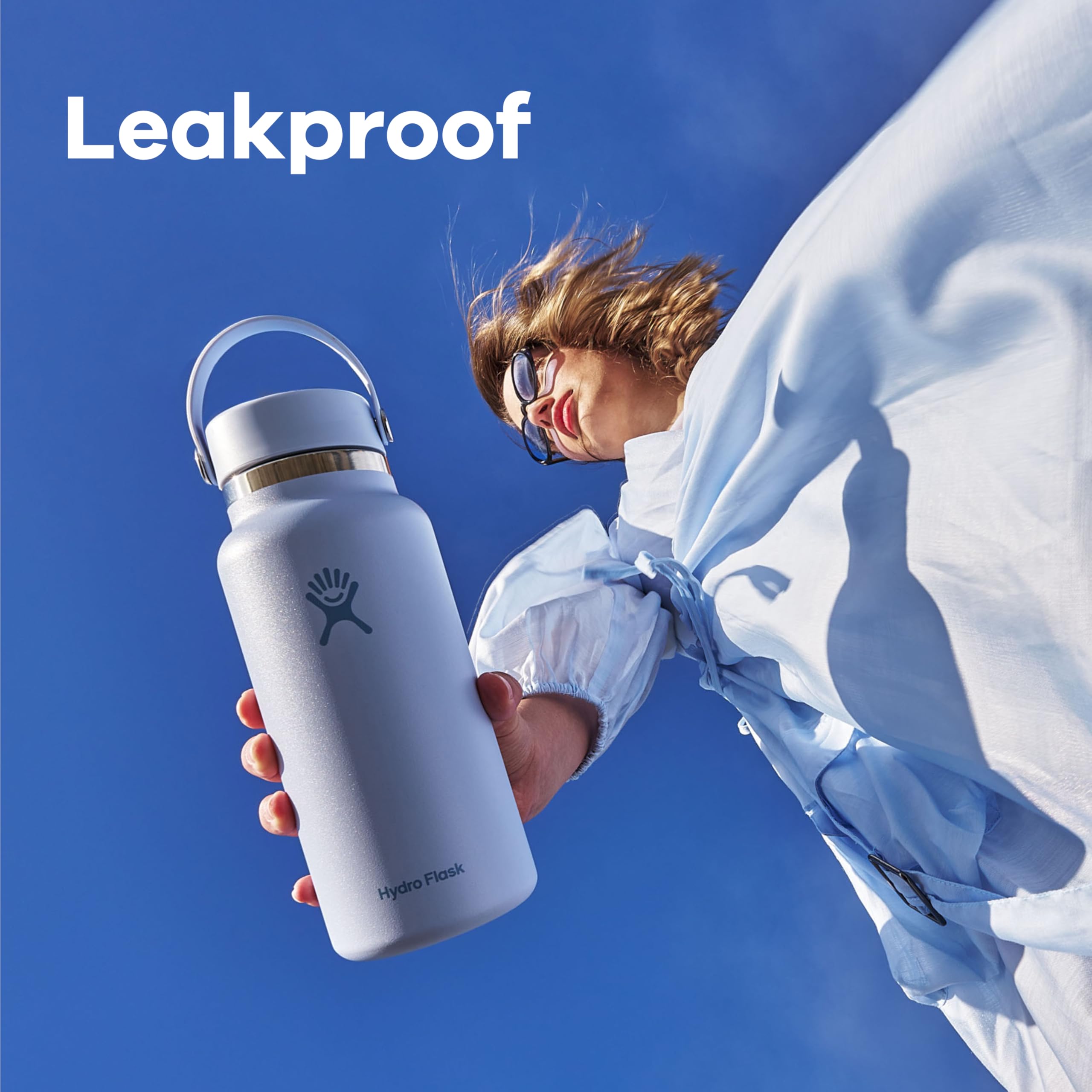 Hydro Flask Water Bottle - Insulated Stainless Steel - Wide Mouth Flex Lid, Non Spill, Leakproof and Refillable in 20 Oz Agave G