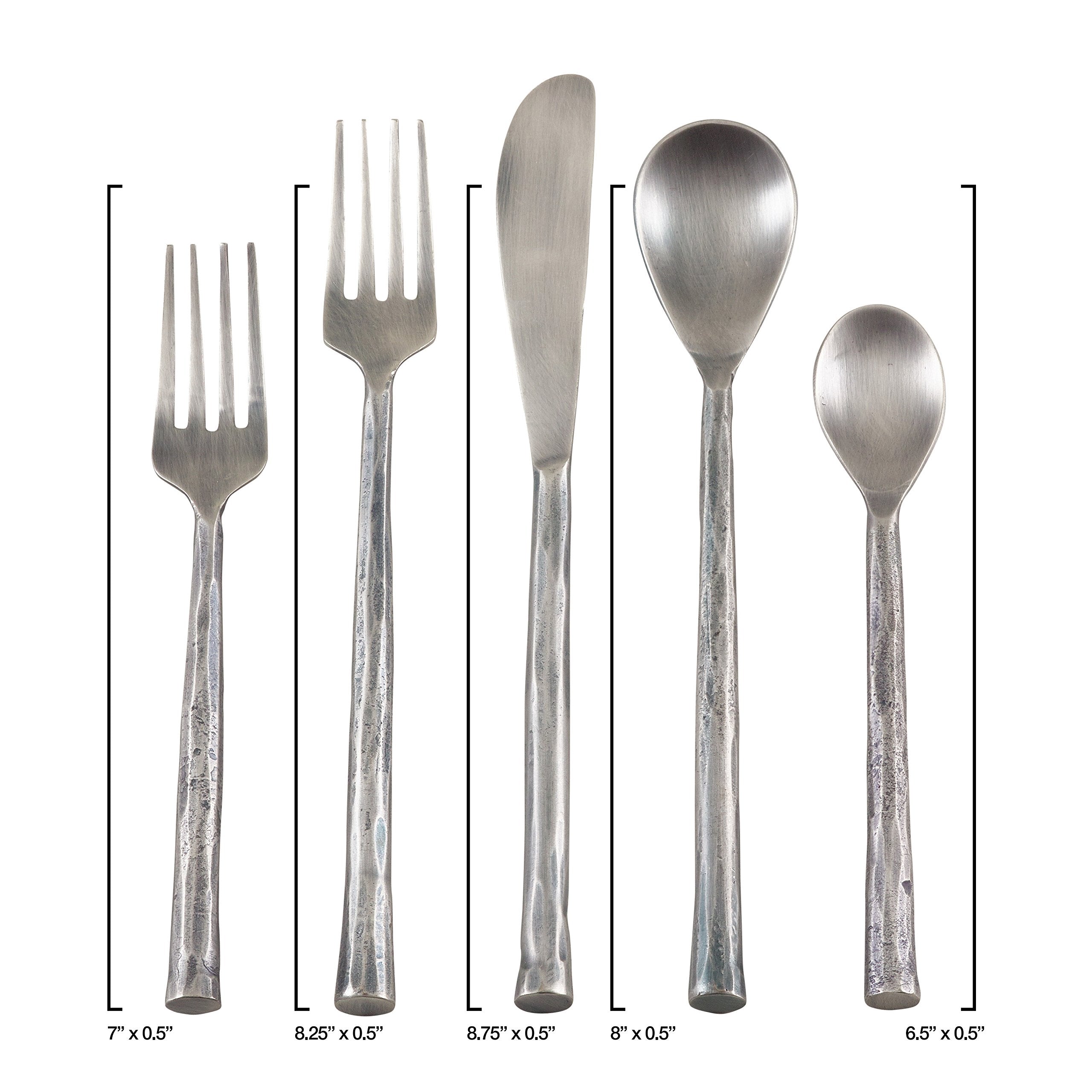Saro Lifestyle Sp138.S Textured Design Stainless Steel Flatware - Set Of 5, Silver, 8.5'' X 12''