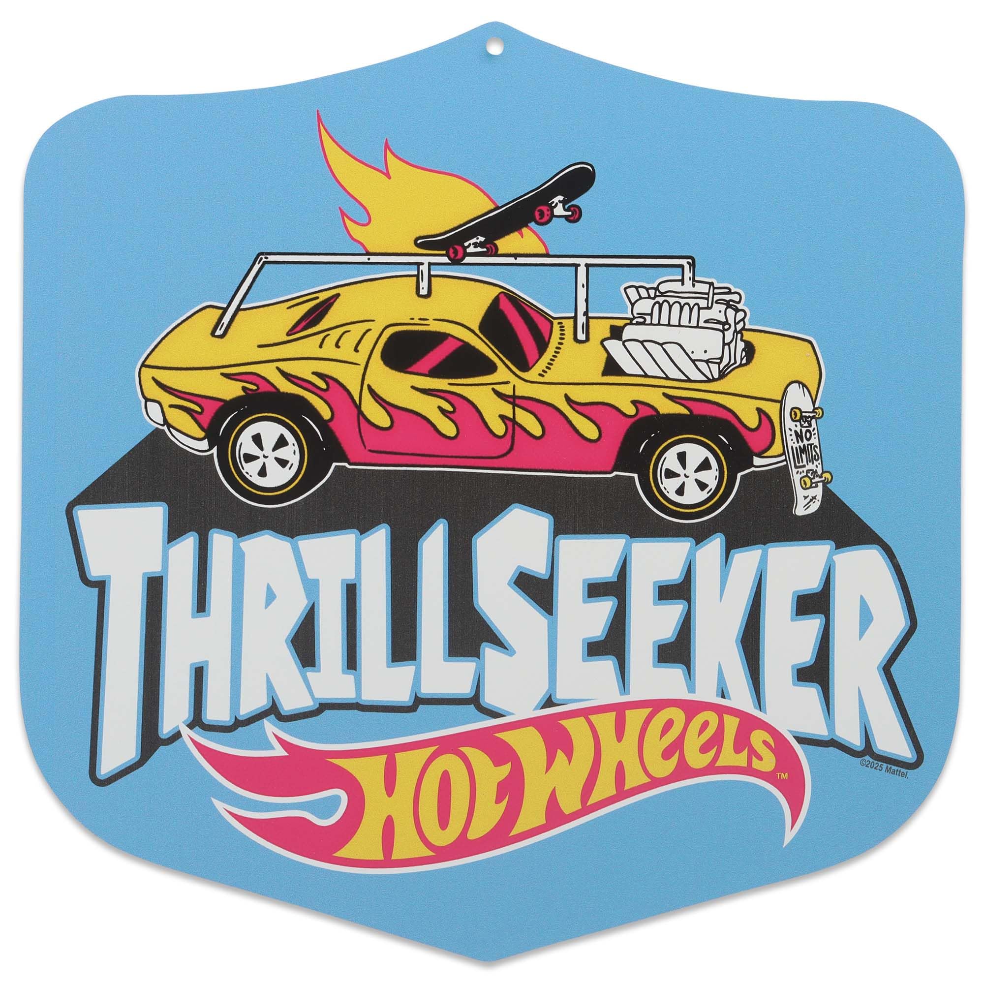 Hot Wheels Thrill Seeker Metal Wall Decor - Fun Hot Wheels Sign for Bedroom or Man Cave