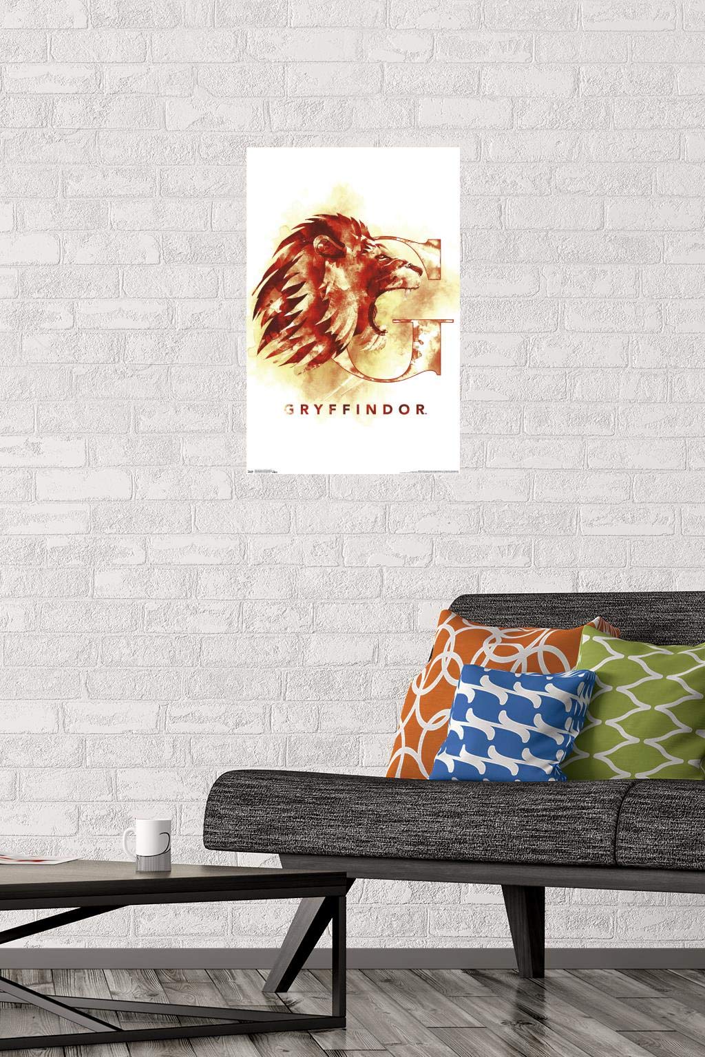 Trends International Wizarding World: Harry Potter-Gryffindor Illustrated House Logo Wall Poster, 14.725'' X 22.375'', Premium U